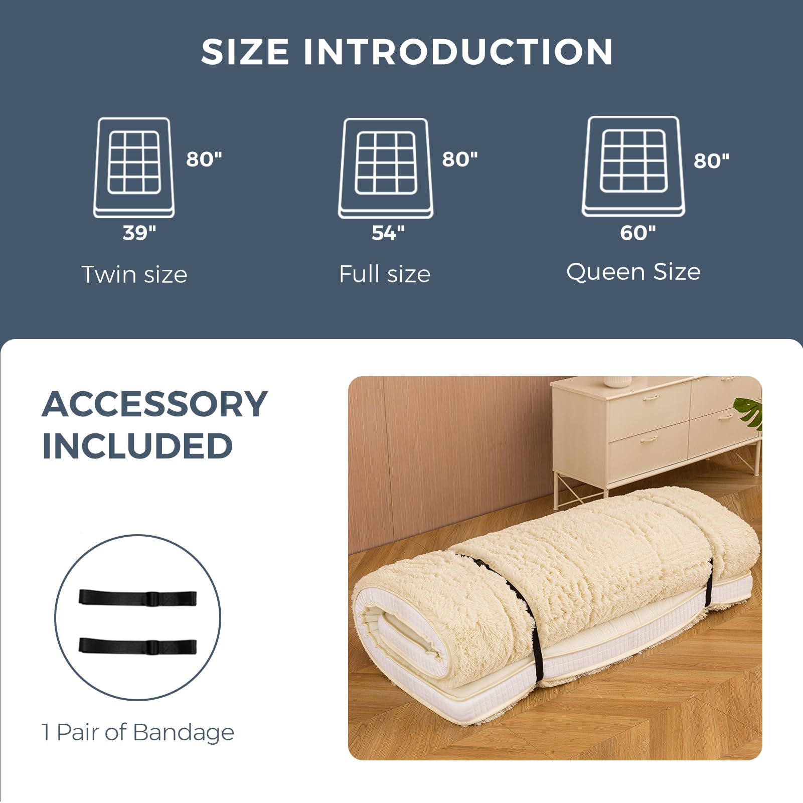MAXYOYO 6-Inch Extra Thick Fluffy Floor Futon Mattress - Queen Size Plush Square Quilted Mattress for Adults & Guests (Beige) | Perfect for Living Room Lounging, Sleepovers & Guest Bedding