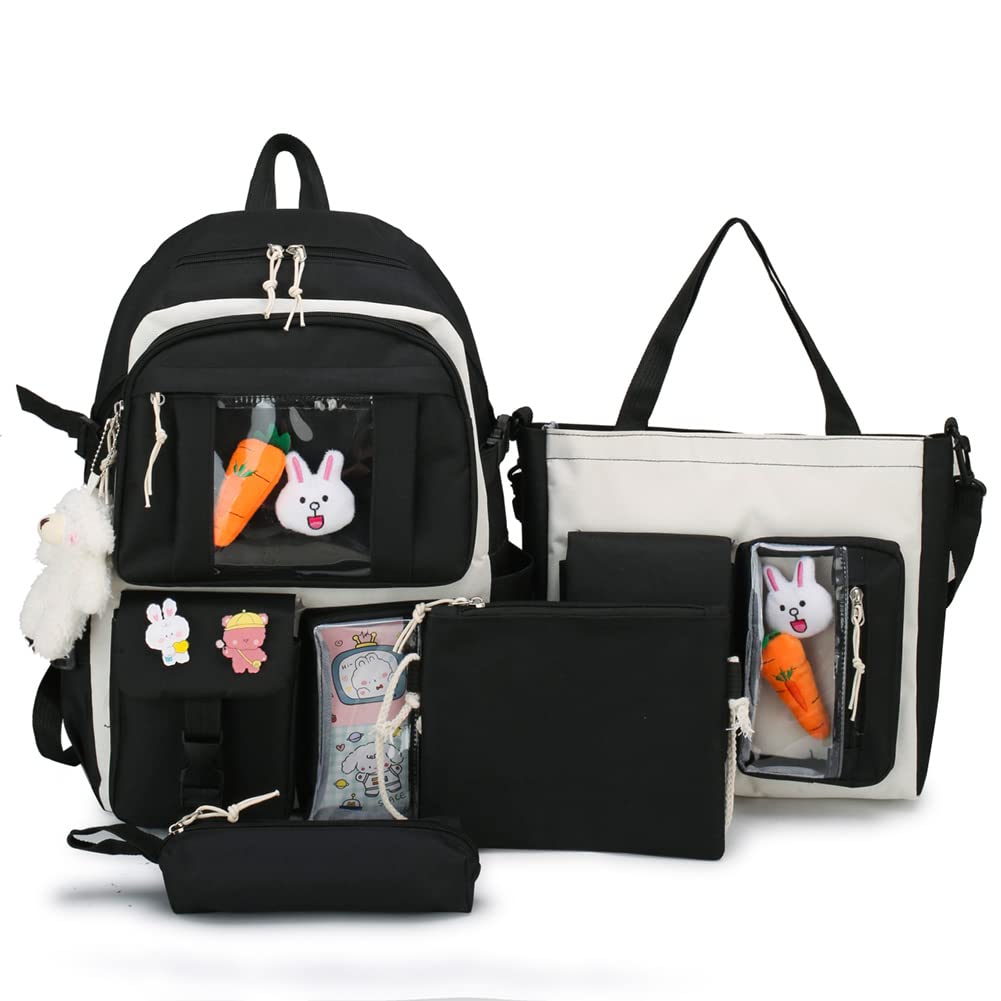 Sikiwind 4-Piece Canvas Backpack Set for Teen Girls - Stylish School Bookbags, Women's Fashion Travel Shoulder Bags | Perfect for High School, College, Commuting & Weekend Getaways