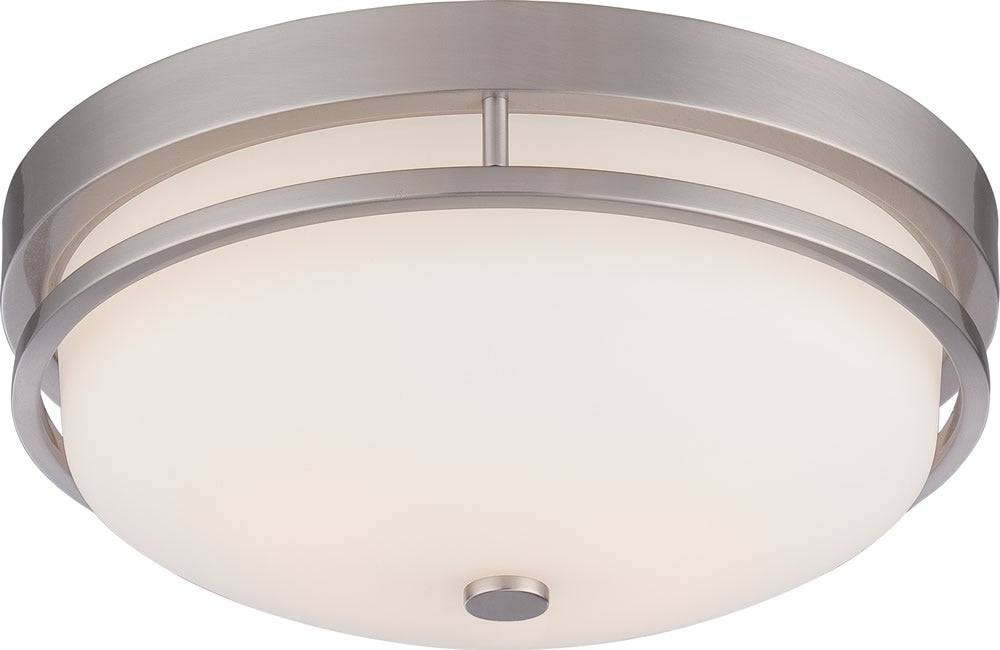 13W Neval 2-Light Flush Mount Ceiling Light Fixture in Brushed Nickel - Perfect for Bedroom, Hallway, and Kitchen Lighting