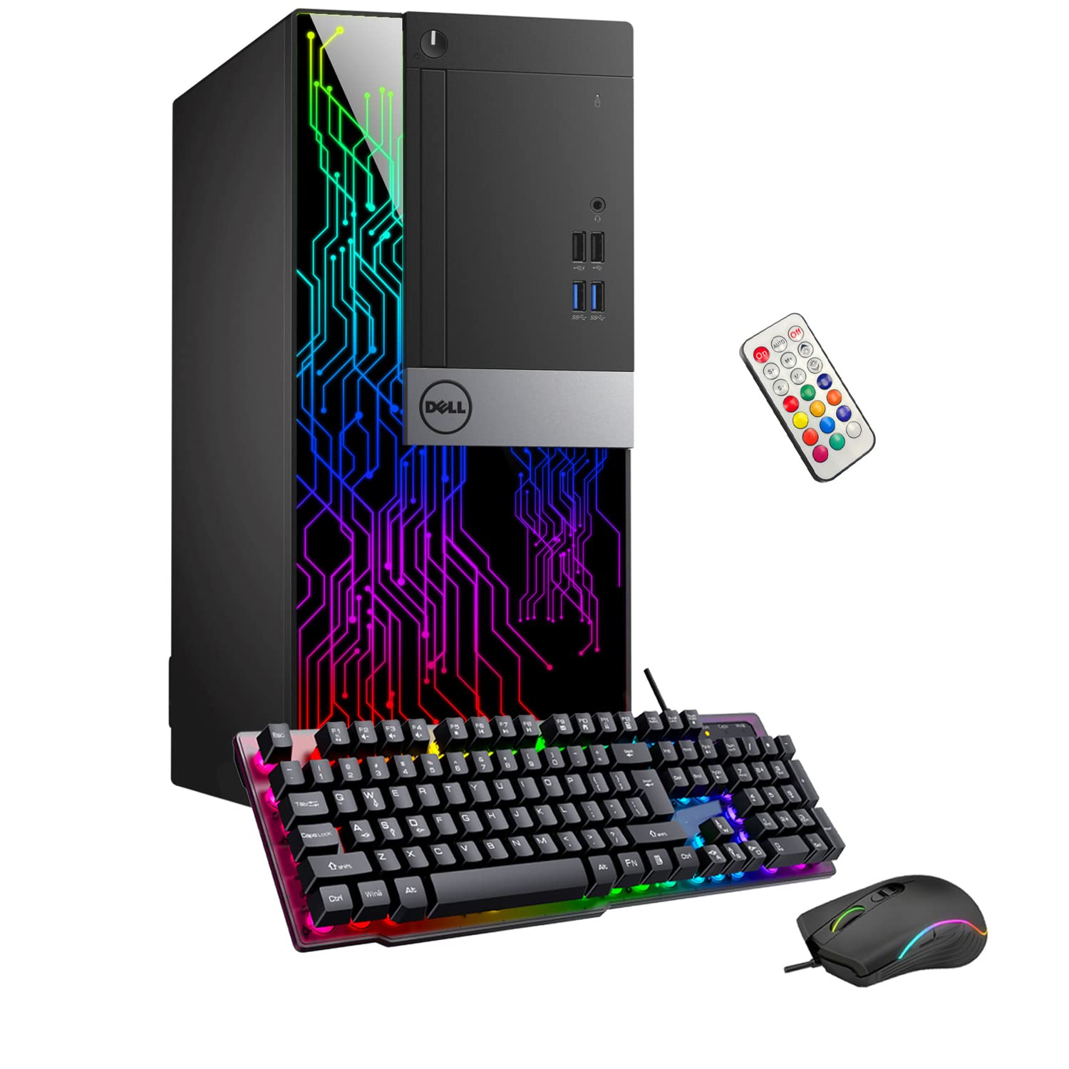 Refurbished Dell Tower Desktop PC - Intel Core i7-6700 3.4GHz, 16GB RAM, 512GB SSD, GeForce GTX 1650 4GB, Windows 10 Pro, WiFi - Perfect for Gaming, Office Work & Home Use - Includes Keyboard & Mouse with HDMI Connectivity