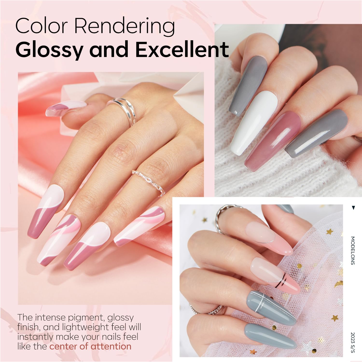 Modelones Dip Powder Nail Kit Starter - 4 Colors Dipping Powder with Base, Top Coat & Activator for DIY Nail Art | Perfect for Beginners & Salon Use at Home