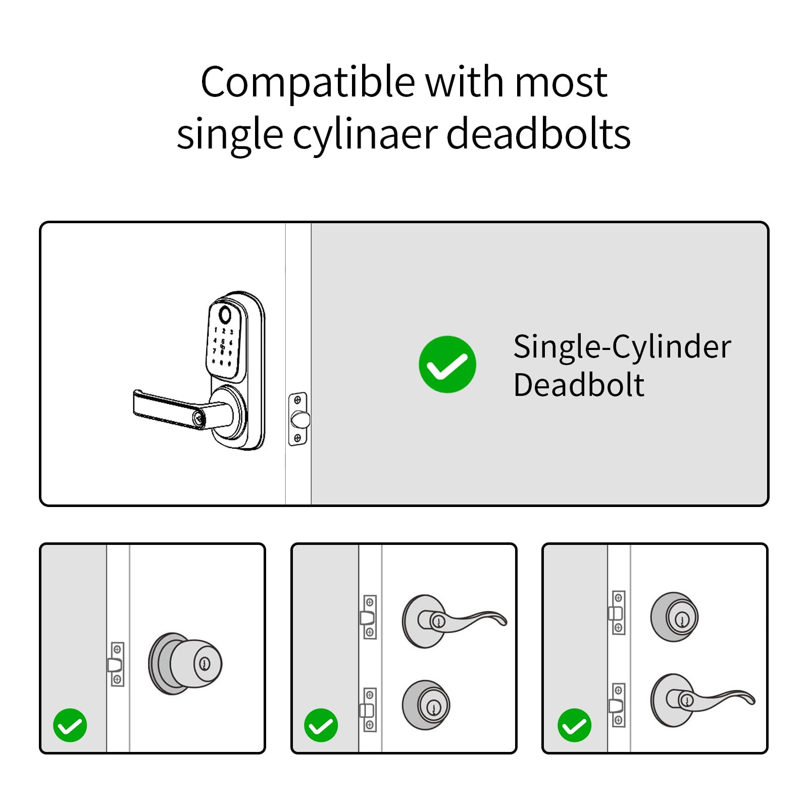 IRONZON Smart Keyless Entry Door Lock with Handle - 5-in-1 Keypad Deadbolt for Front Door (Fingerprint, Password, Key, APP Control) - Perfect for Home Security & Vacation Rentals