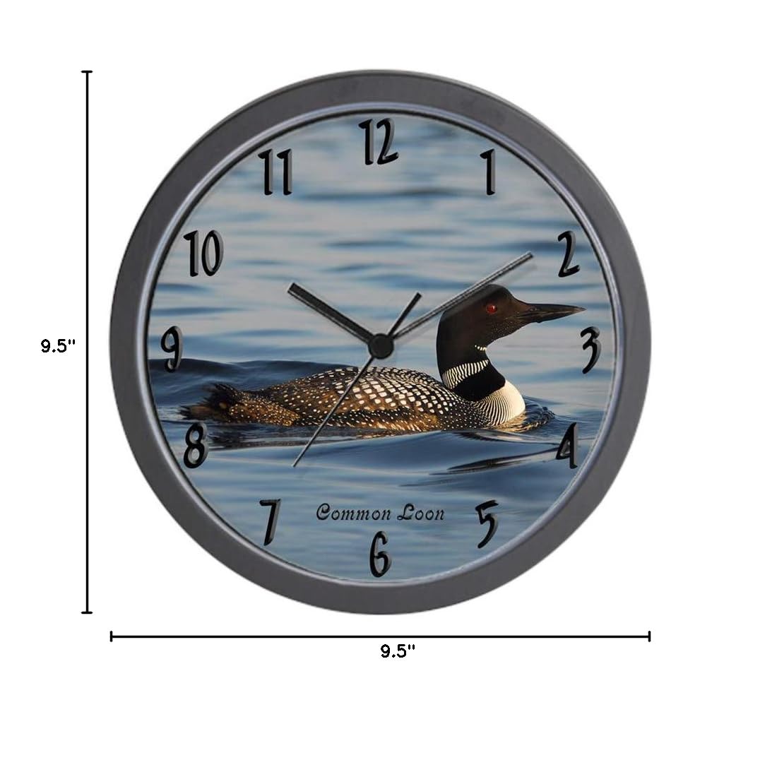 CafePress Common Loon 10 Inch Wall Clock - Decorative Home & Office Wall Clock for Living Room, Kitchen, Bedroom, or Workspace | Perfect for Nature Lovers & Bird Enthusiasts