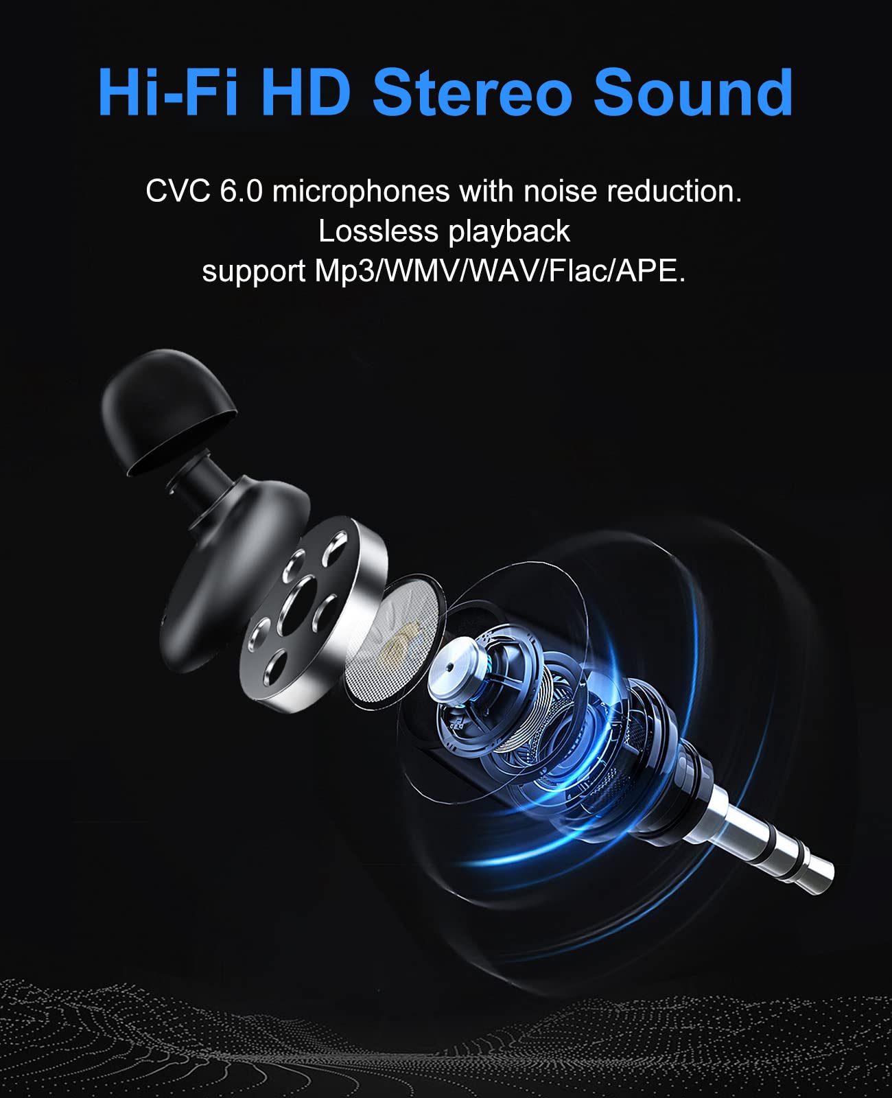 CYBORIS Wireless Bluetooth 5.0 Sports Headphones - IPX7 Waterproof MP3 Player with 16GB Storage, 10Hrs Playtime & Noise Cancelling MIC - Perfect for Swimming, Running & Workout (Black)
