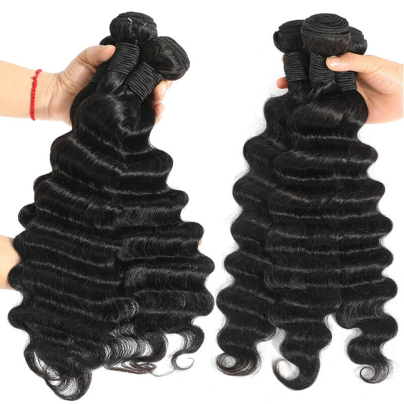 Eullair 10A Virgin Human Hair Bundles - Loose Deep Wave Weave (3/4 Bundles) for Natural Black Hairstyles | Perfect for Sew-Ins, Braids & Protective Styling