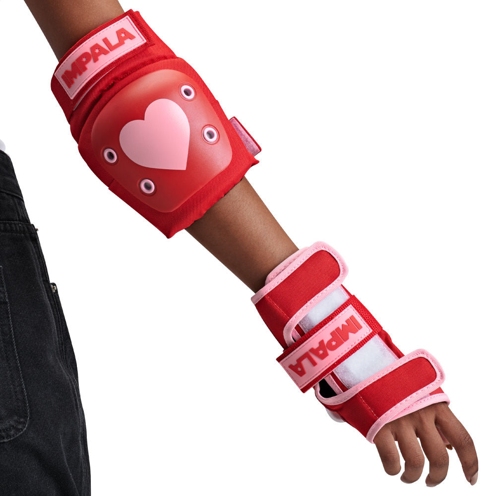 Impala Hearts Triple Protection Pack - Knee, Elbow & Wrist Pads for Skateboarding, Roller Skating & Scooter - Safety Gear for Kids & Adults - Perfect for Skate Parks, Rinks & Outdoor Sports