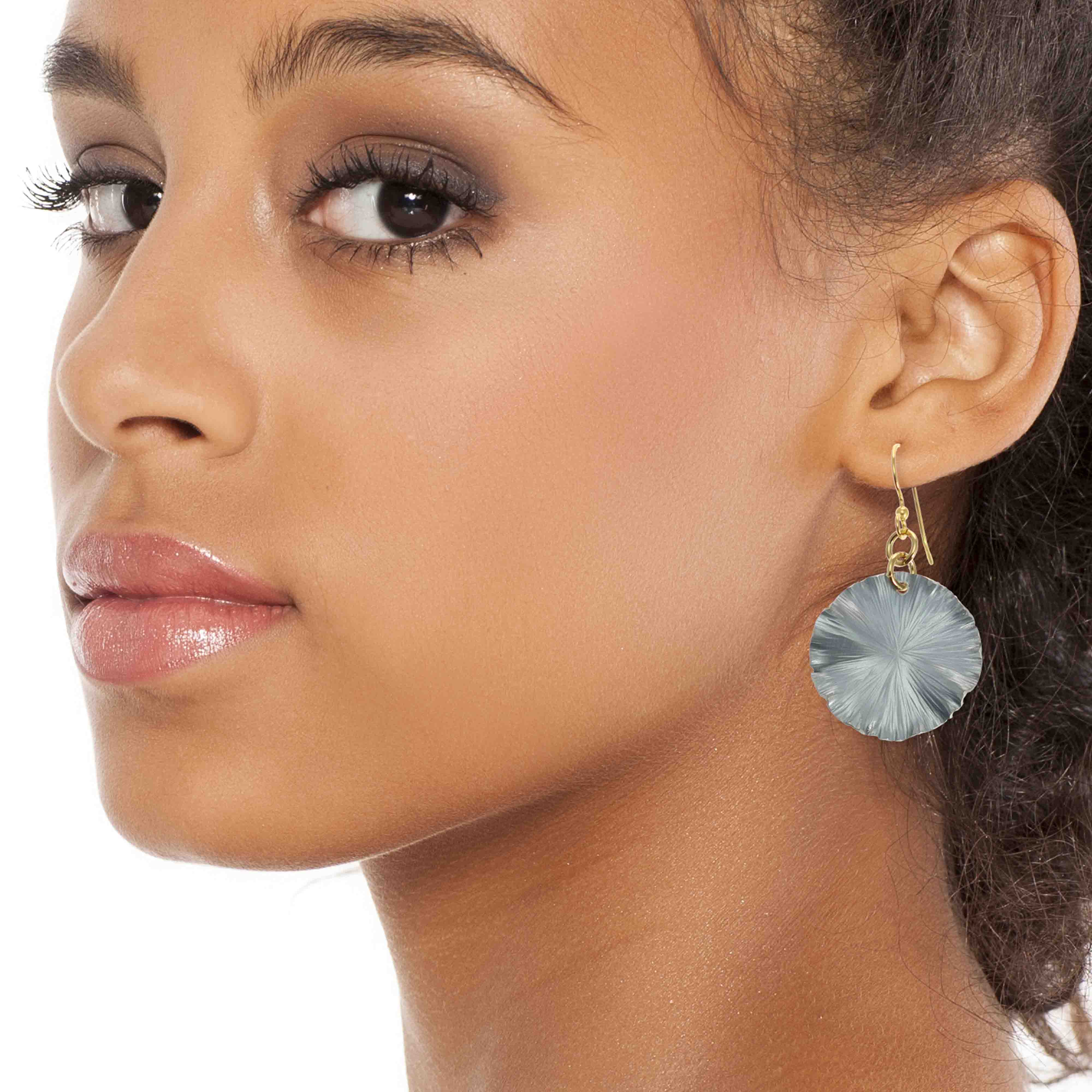 Small Lily Pad Anodized Aluminum Pewter Gray Leaf Earrings - Lightweight Dangle Earrings for Women, Nature-Inspired Jewelry for Everyday Wear & Special Occasions