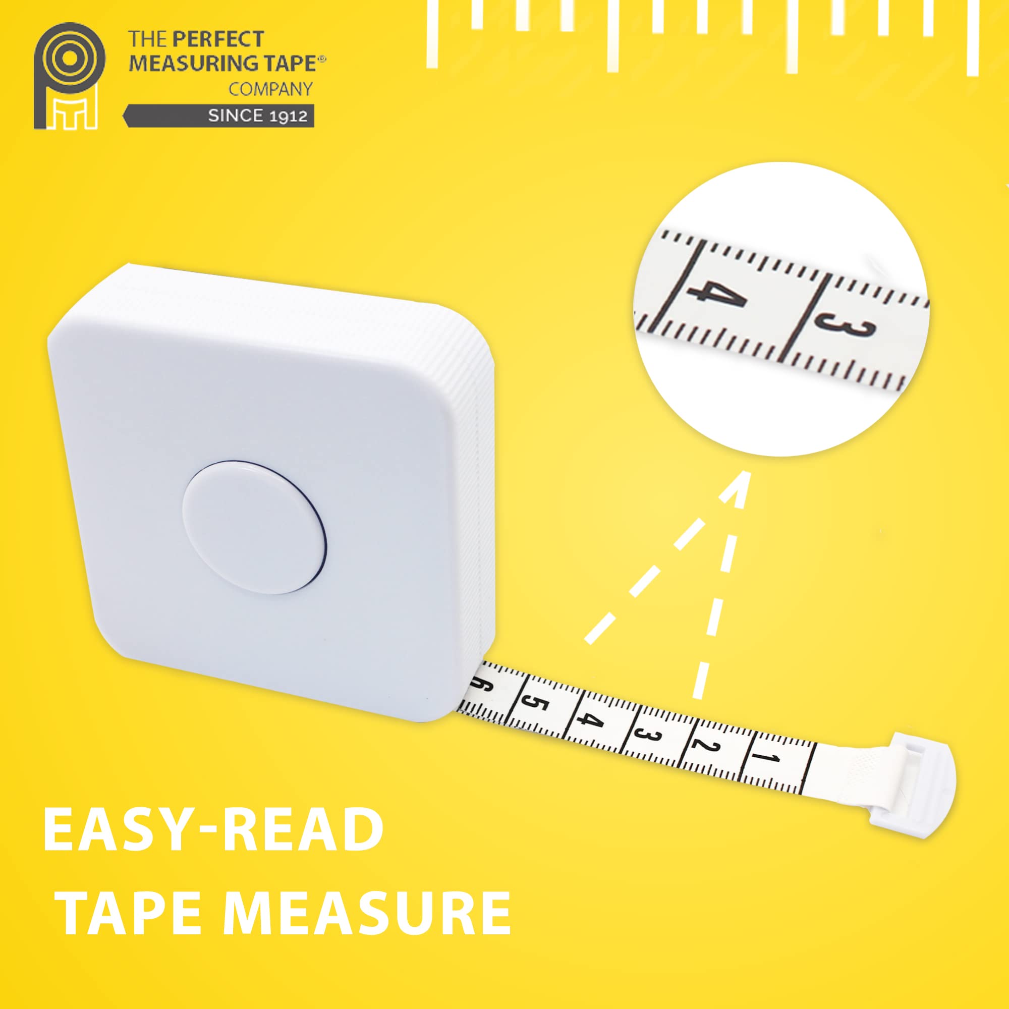 Premium 120-Inch Extra Long Retractable Measuring Tape - Dual-Sided Inches & Metric (3m) for Tailoring, Sewing & DIY Projects - Flexible SR18 White Model - Perfect for Dressmaking, Crafting & Home Improvement