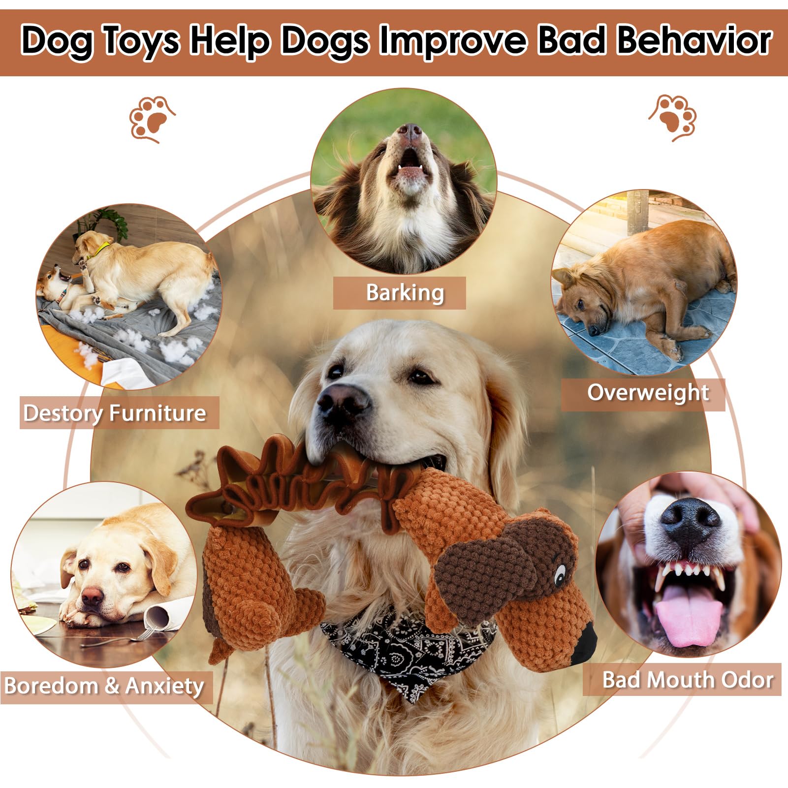 **Durable Squeaky Plush Dog Toys for Large, Medium & Small Dogs - Interactive Chew & Tug of War Pet Toys with Squeaker & Crinkle Paper - Perfect for Playtime, Training & Bonding**