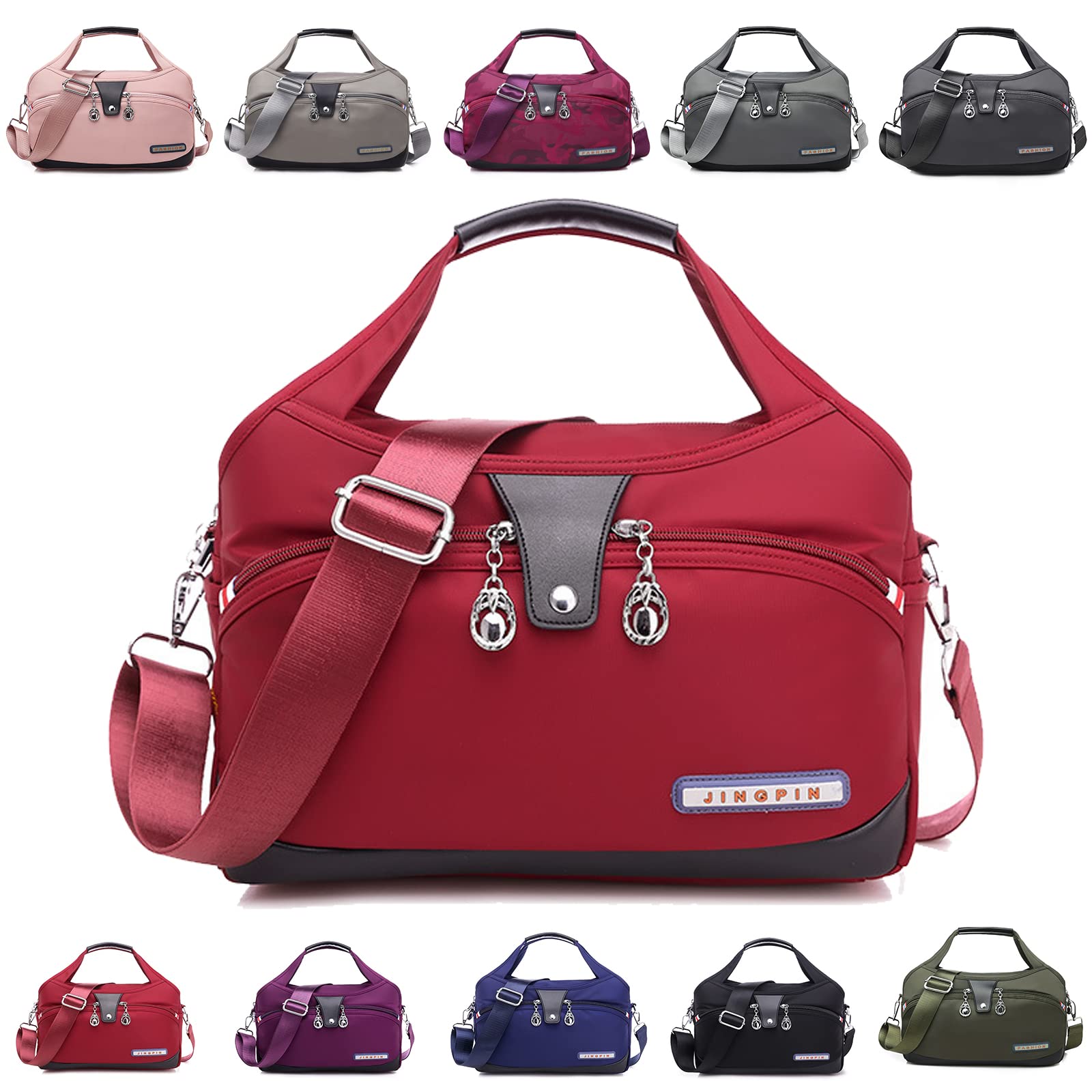 IPQYIHF Women's Anti-Theft Crossbody Bag - Waterproof Oxford Cloth Shoulder Purse with Large Capacity, Fashionable Casual Handbag for Daily Use (Red) | Perfect for Travel, Shopping & Work Commute