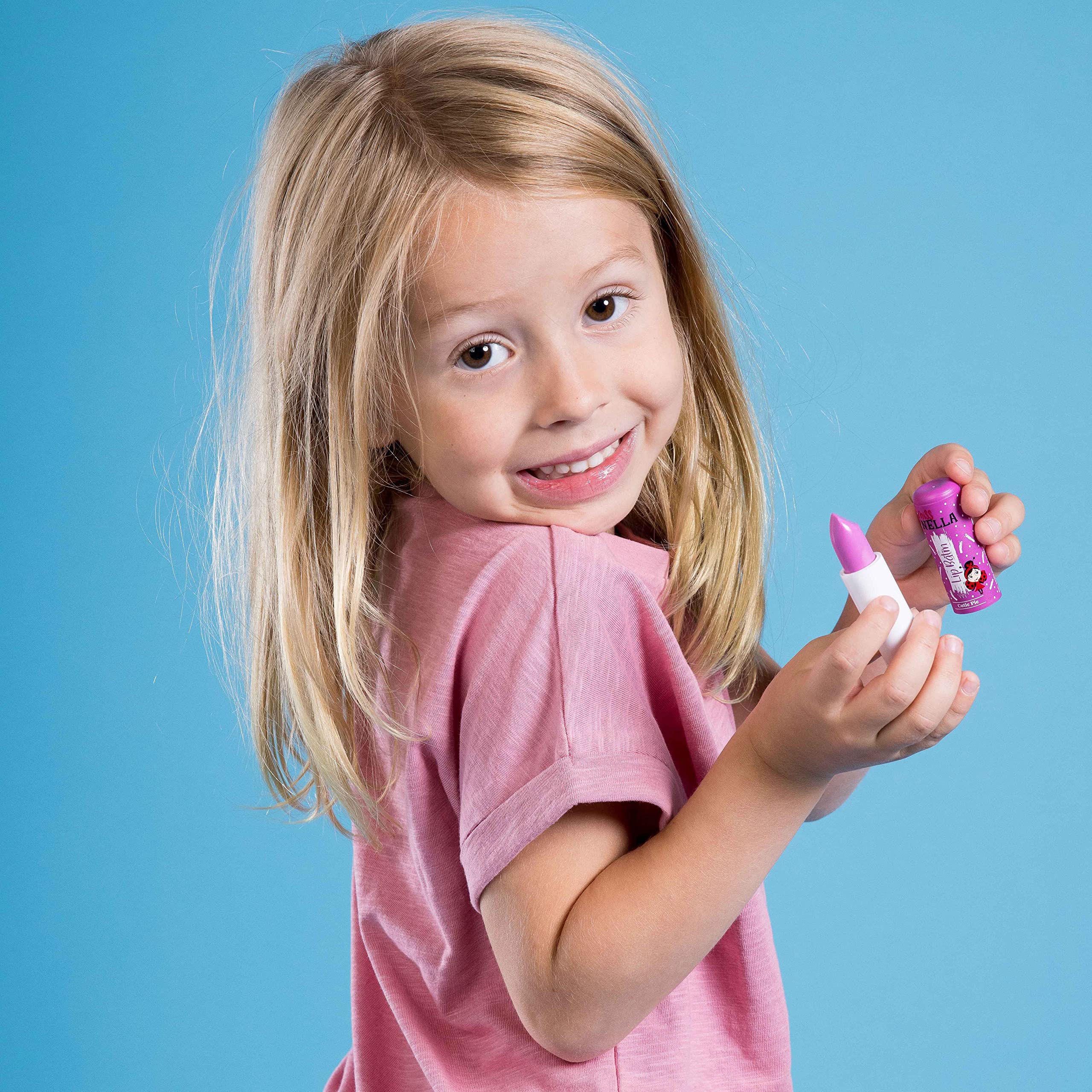 **MISS NELLA Kids Nail Polish & Lip Balm Set – Purple Glitter Peel-Off Water-Based Non-Toxic Nail Polish (Blueberry Smoothie) + Hypoallergenic Cutie Pie Purple Lip Balm – Perfect for Birthday Gifts, Party Favors & Dress-Up Play**