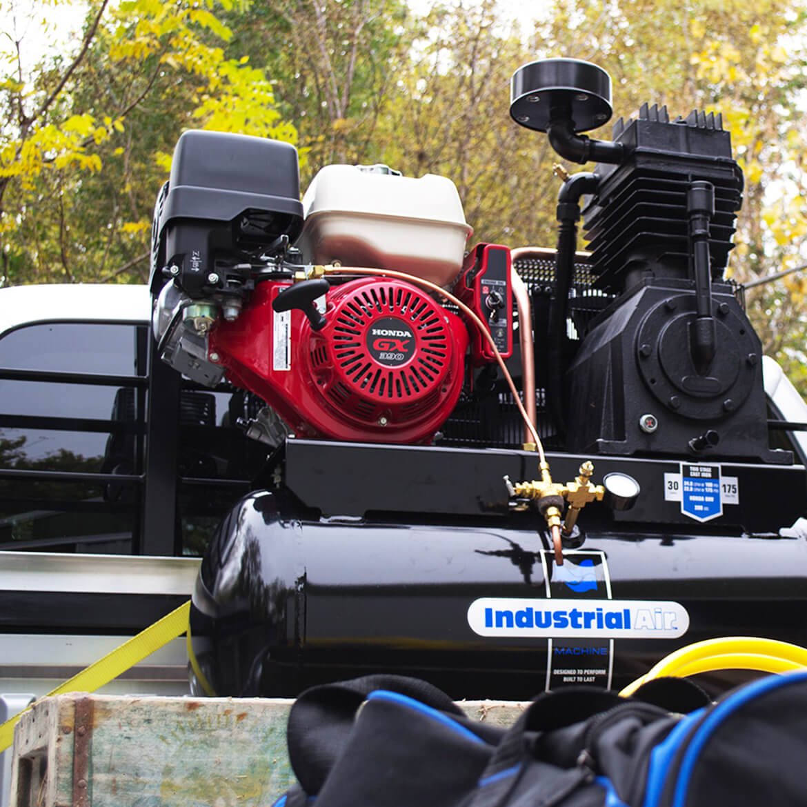 Industrial Air IH1393075 30 Gallon 13 HP Truck Mount Air Compressor with Engine - Heavy Duty for Construction Sites, Auto Shops & Mobile Mechanics