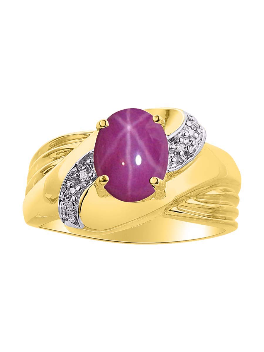 RYLOS 14K Gold Plated Sterling Silver Ring for Women - Oval 9x7mm Gemstone & Genuine Diamond Jewelry, Classic Elegant Design, Size 5-10 | Perfect for Weddings, Anniversaries, Gifts & Everyday Wear