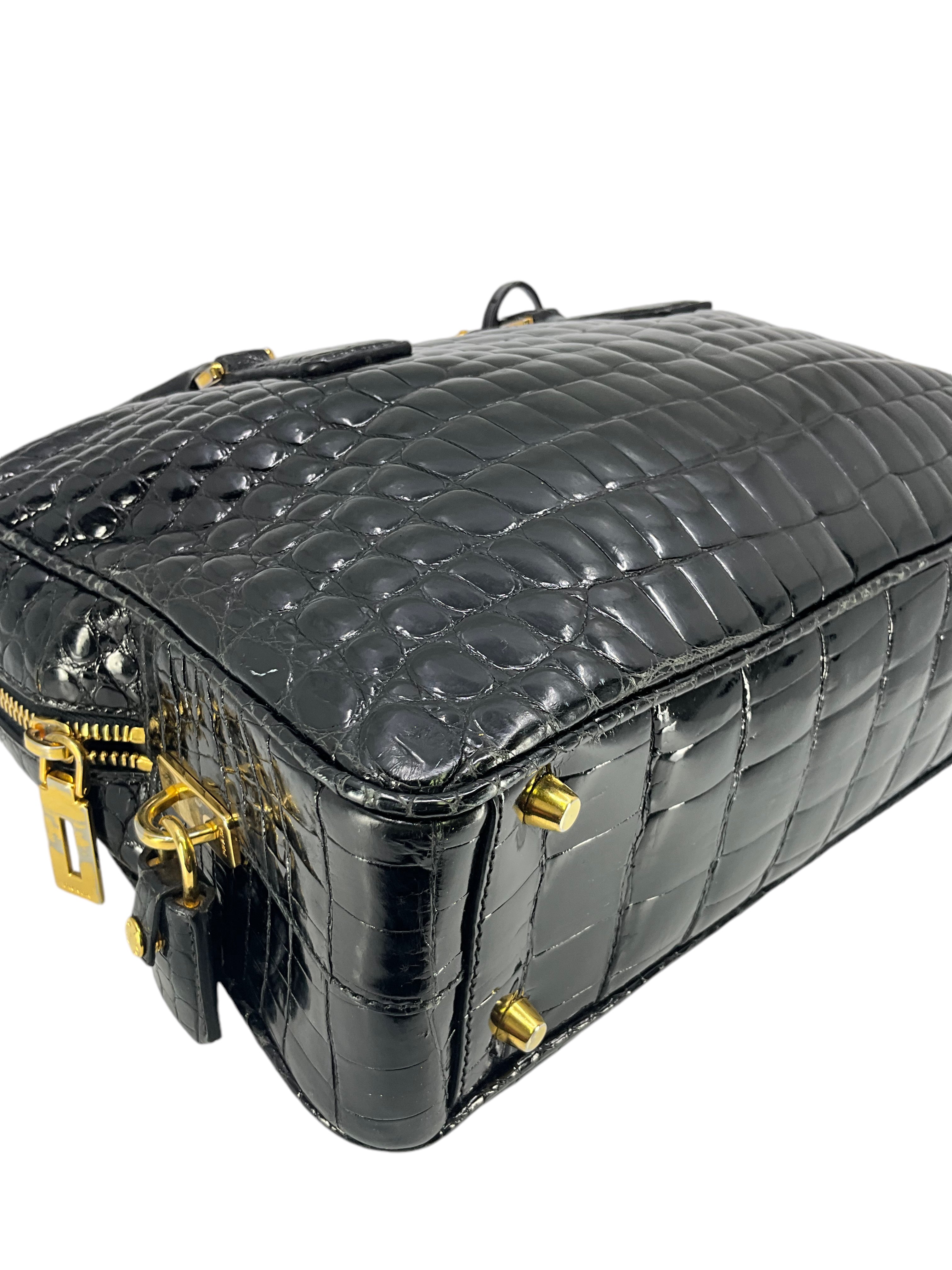 Prada Logo Crocodile Leather Doctor Satchel Bag - Luxury Designer Handbag for Women, Perfect for Work, Travel & Evening Events