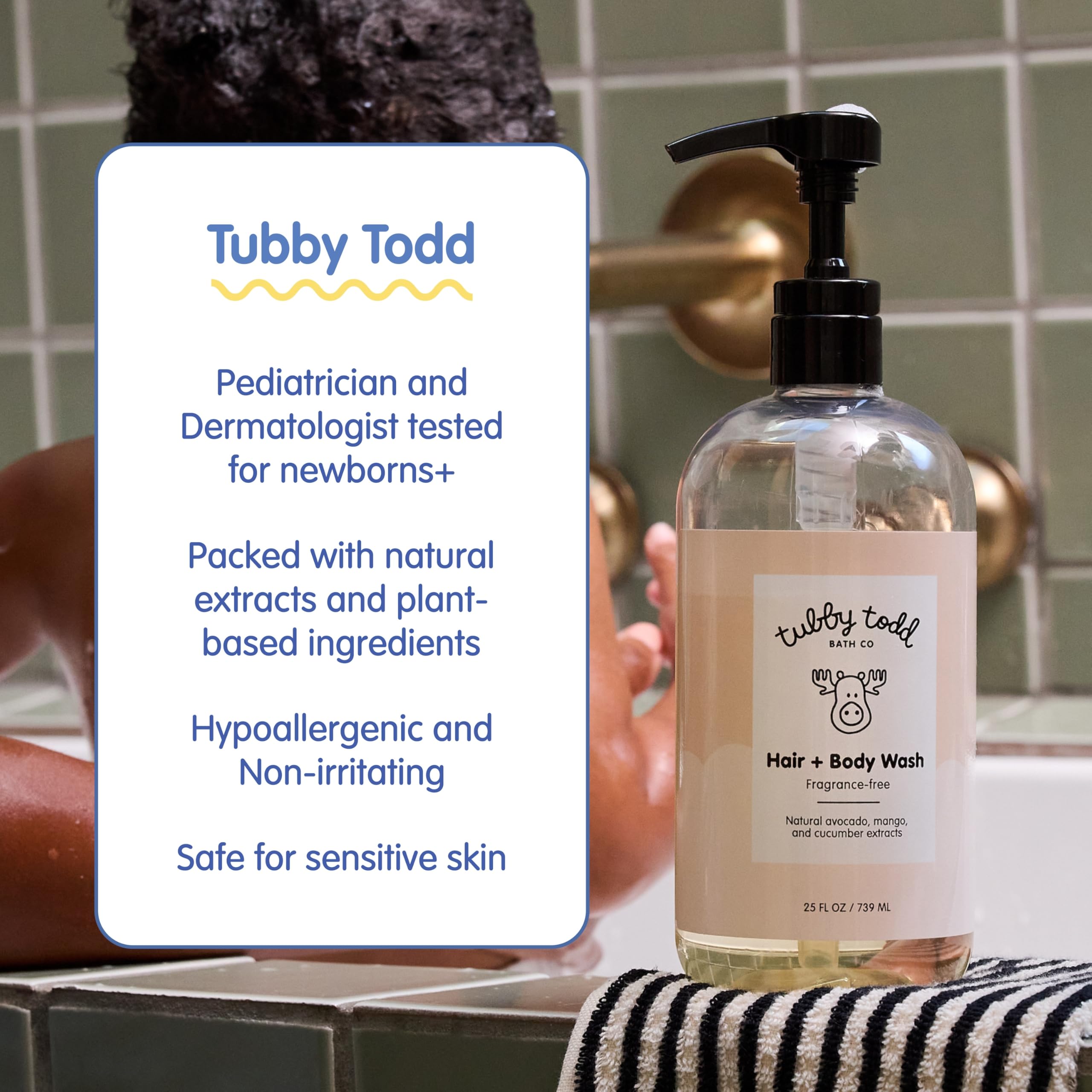 Tubby Todd Baby Bath & Skincare Gift Set - 25oz Lavender Rosemary Baby Wash & Lotion Bundle | Gentle Newborn & Infant Care for Sensitive Skin | Perfect Baby Shower Gift & Daily Bath Time Routine