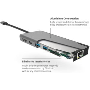 Alogic USB C Dock PLUS with Power Delivery - 4K Ultra HD, 2x USB 3.0, HDMI, Mini DisplayPort, Gigabit Ethernet - Space Grey - Perfect for Home Office & MacBook Pro Connectivity