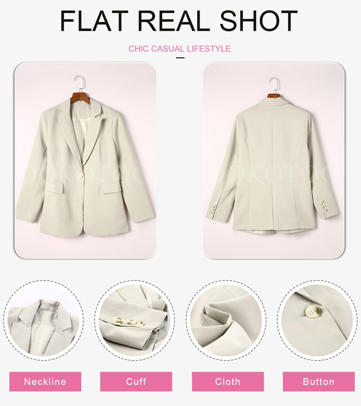 Dokotoo Women's 2024 Spring Fashion Blazer Jacket with Lapel Collar & Buttons - Business Casual Office Wear & Spring Outfits for Women