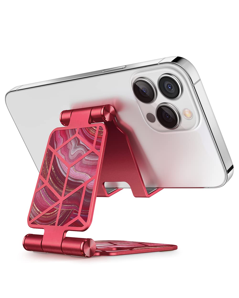i-Blason Universal Foldable Cell Phone Stand Holder for Desk - Compatible with iPhone 16/15/14/13 Pro Max & All Smartphones - Adjustable Phone Stand for Work, Study, Video Calls & Watching Movies (Red)