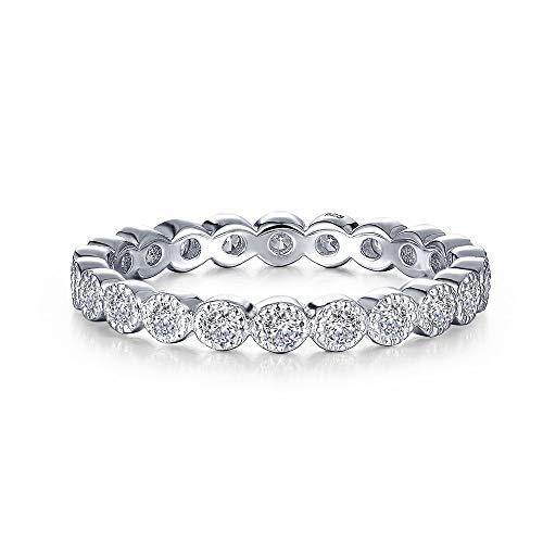 Lafonn Classic Sterling Silver Platinum Plated Rings (0.44 Cttw) | Elegant Wedding Bands & Anniversary Jewelry Gifts for Women | Perfect for Engagements, Proposals & Special Occasions