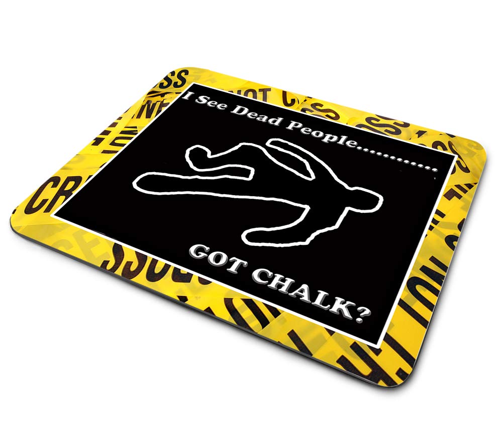 CSI Crime Scene Investigator 'I See Dead People' Thin Rubber-Backed Gaming Mouse Pad - Non-Slip Square Mousepad for Computer, Laptop & Desk - Perfect for Gamers, Office & Home Use