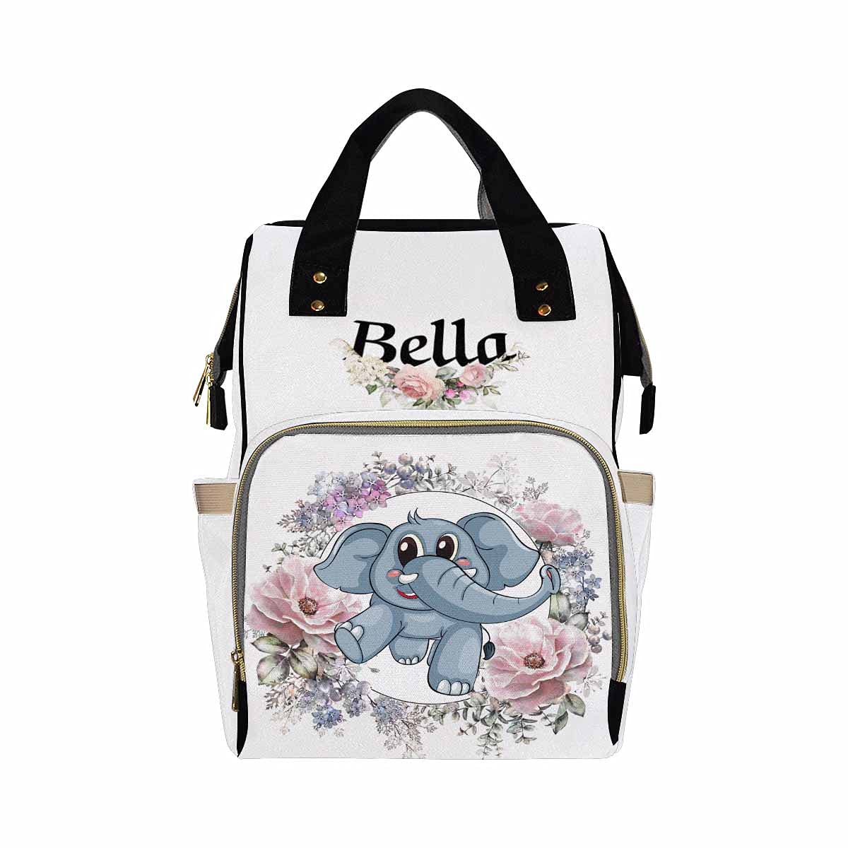 Personalized Elephant Diaper Bag for Mom & Dad - Custom Name Nappy Backpack, Multifunctional Travel Tote for Baby Essentials | Perfect for Daycare, Travel & Family Outings