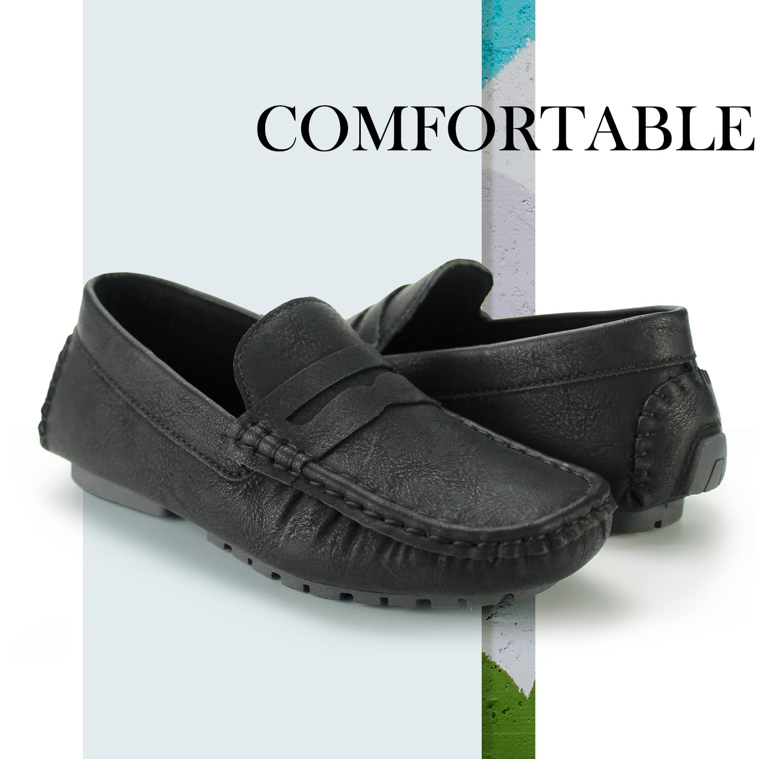 Hawkwell Kids Penny Loafers - Slip-On Casual Dress Shoes for Toddler, Little & Big Kids - Comfortable Moccasin Style for School, Church & Special Occasions
