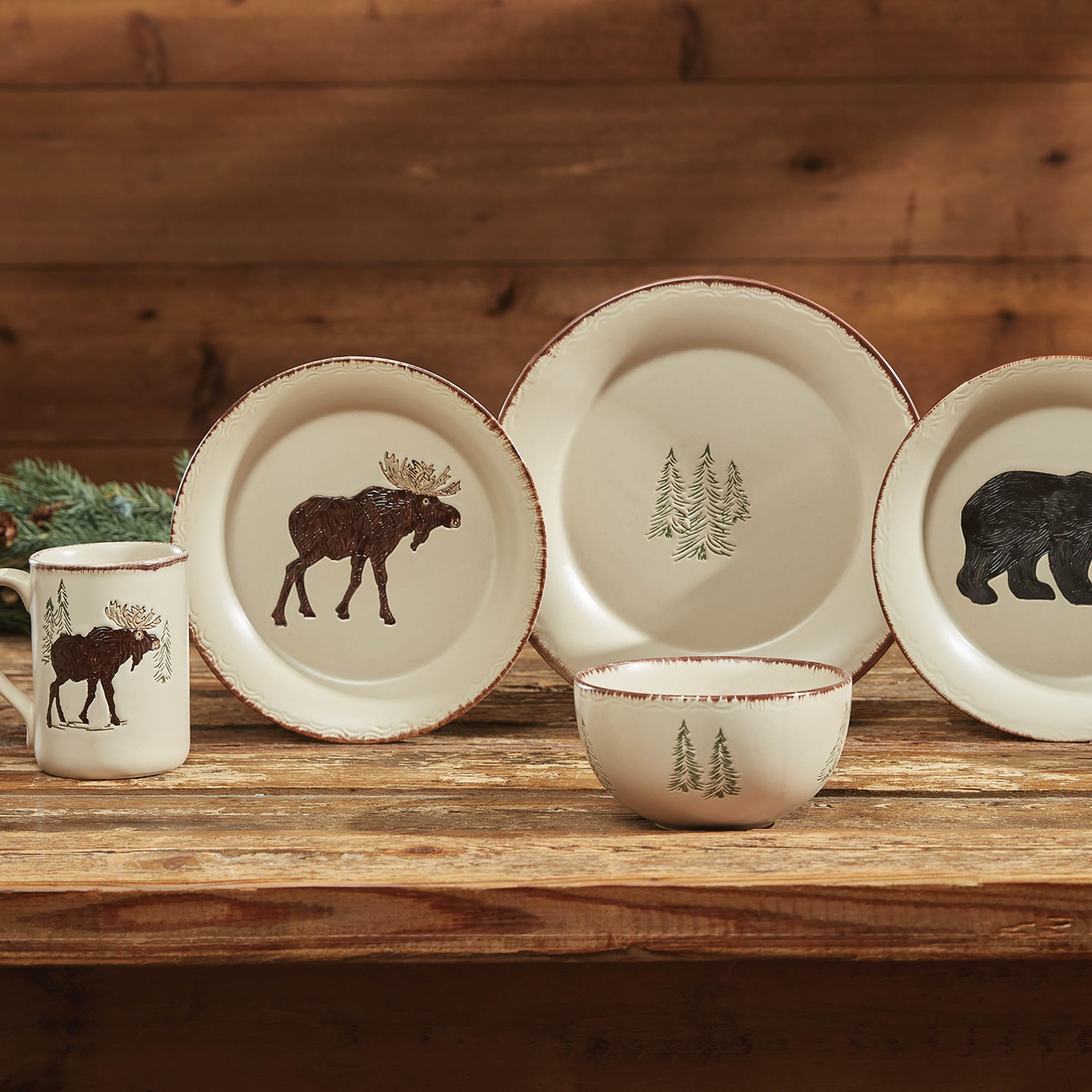 Rustic Retreat Dinner Plates Set of 4 - Farmhouse Style Ceramic Plates for Dining, Entertaining & Home Decor | Perfect for Family Dinners, Parties & Rustic Table Settings