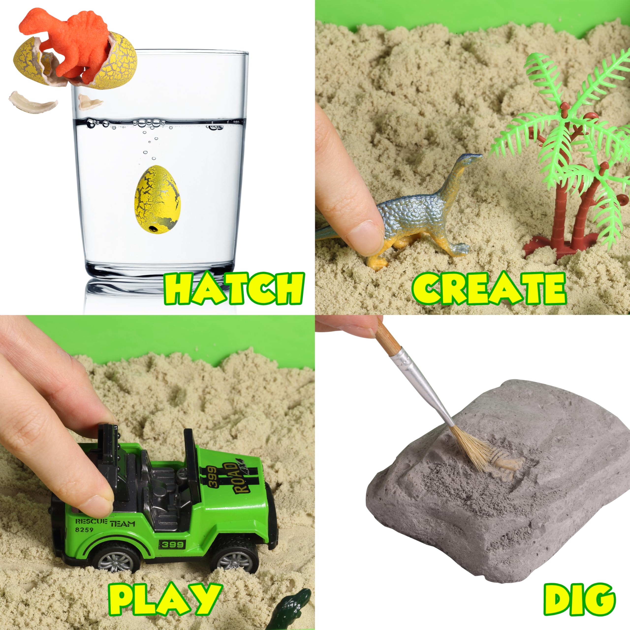 Dinosaur Sensory Bin for Kids - Dinosaur Dig Sensory Toys with Play Sand for Toddlers Boys & Girls Ages 3-8 | Educational Sandbox Toy for Preschool Learning & Imaginative Play