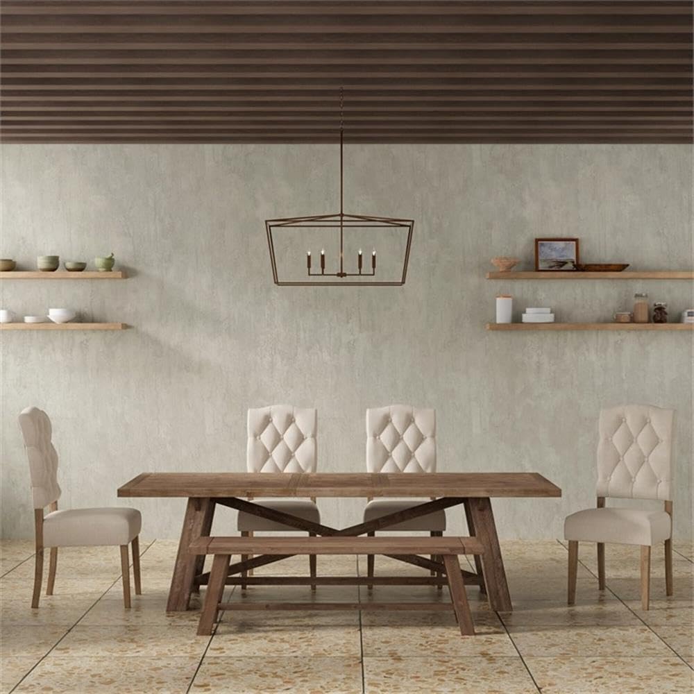 Alpine Furniture Newberry Acacia Wood Bench - Weather-Resistant Outdoor Patio Seating for Garden, Deck, or Porch - Weathered Natural Finish