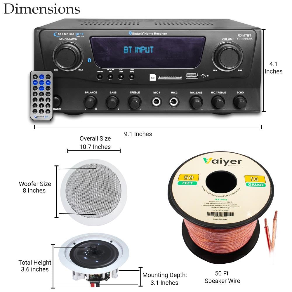 Premium 1000W Bluetooth Home Theater Sound System Kit with 4x 8