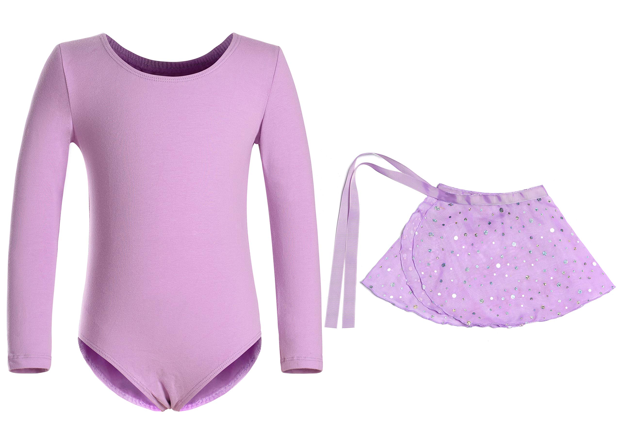 MOLLDAN Girls Long Sleeve Ballet Leotard with Crisscross Back Straps - Dance Leotards for Ballet, Jazz, Gymnastics & Performance - Comfortable Stretch Fabric for Dance Class & Recital