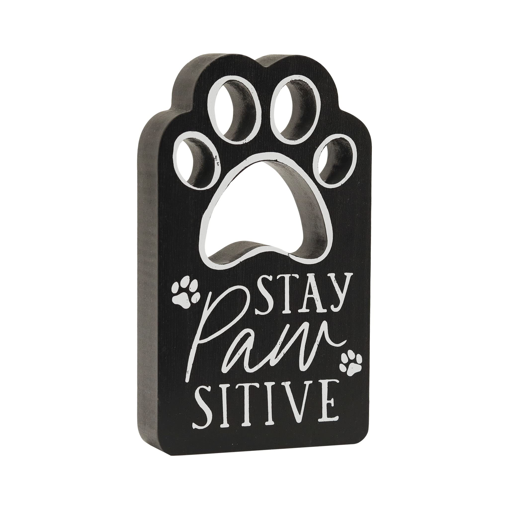 Stay Paw-sitive Wooden Pet Sign - Funny Dog Lover Decor with Paw Print Design - Perfect for Home, Office & Veterinary Clinic Decorations