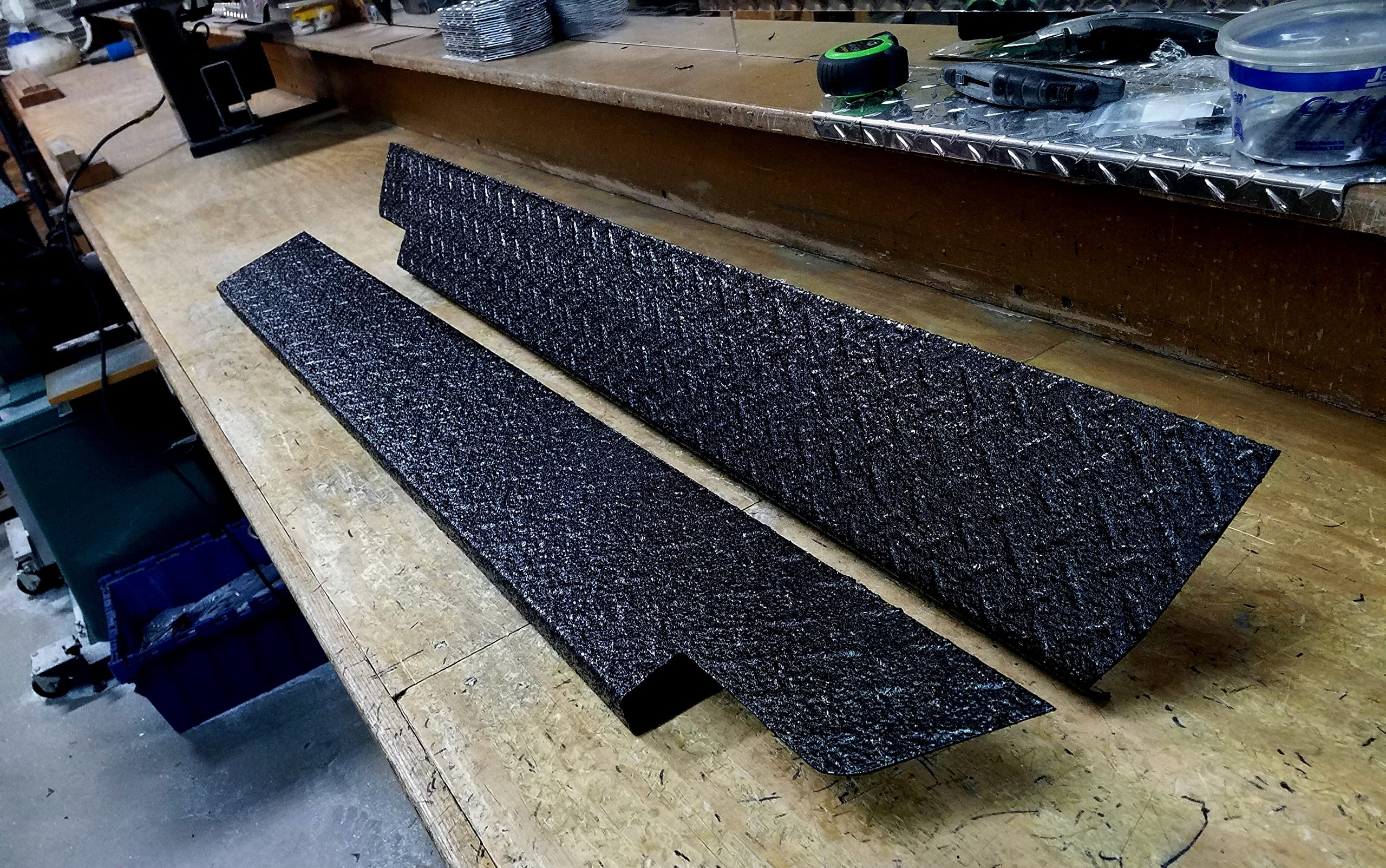 Black Diamond Plate Side Rocker Panel Set of 2 for Jeep CJ5 - 5 1/4
