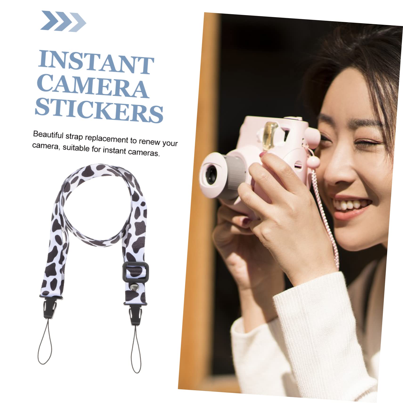 OSALADI Camera Strap Sling - Adjustable Hand Grip for Instant/Mini Cameras - Photography Accessories with Mini Stickers & Film Decals - Perfect for Travel, Street Photography & Vlogging (Polyester, Dessert Color)