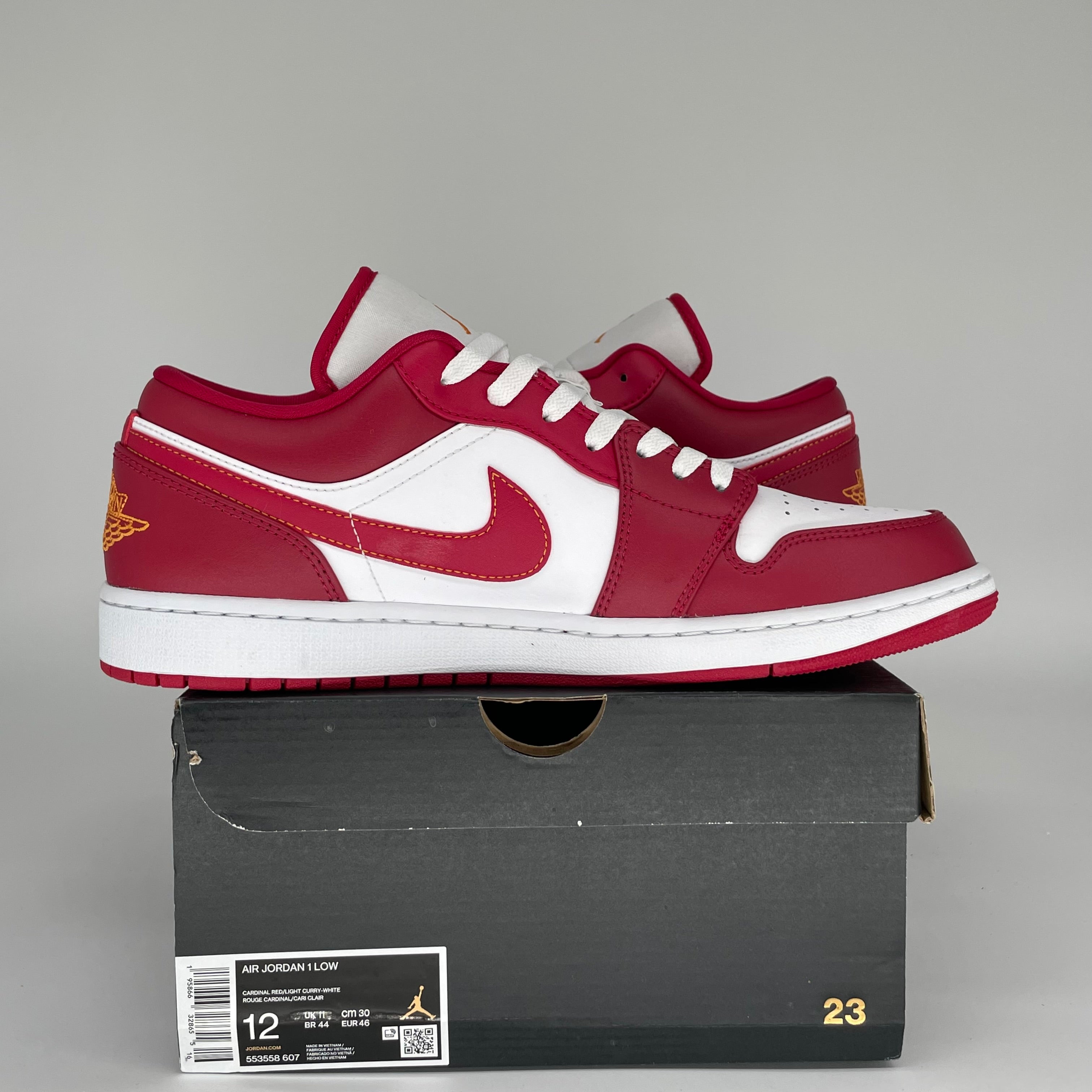 AIR JORDAN 1 LOW CARDINAL RED Men's Basketball Shoes - Size 12 (553558-607) | Sneakers for Streetwear, Casual Outfits & Basketball Games