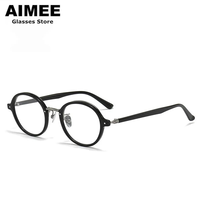 Aimee Women's Full Rim Round Titanium Acetate Eyeglasses Frame 19646 | Lightweight & Durable Glasses for Reading, Work & Fashion | Perfect for Office, Driving & Everyday Use