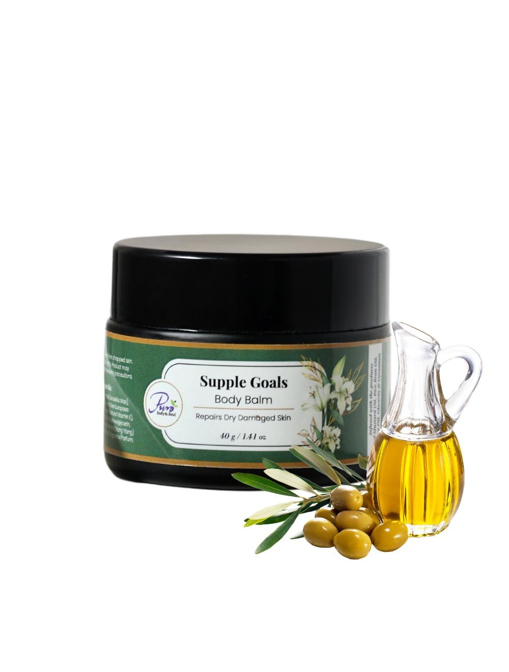 Puro Body & Soul Sandalwood Body Balm for Dry Skin & Cracked Heels - Moisturizing Healing Treatment, 40g Jar - Perfect for Nighttime Skincare & Foot Care Routine