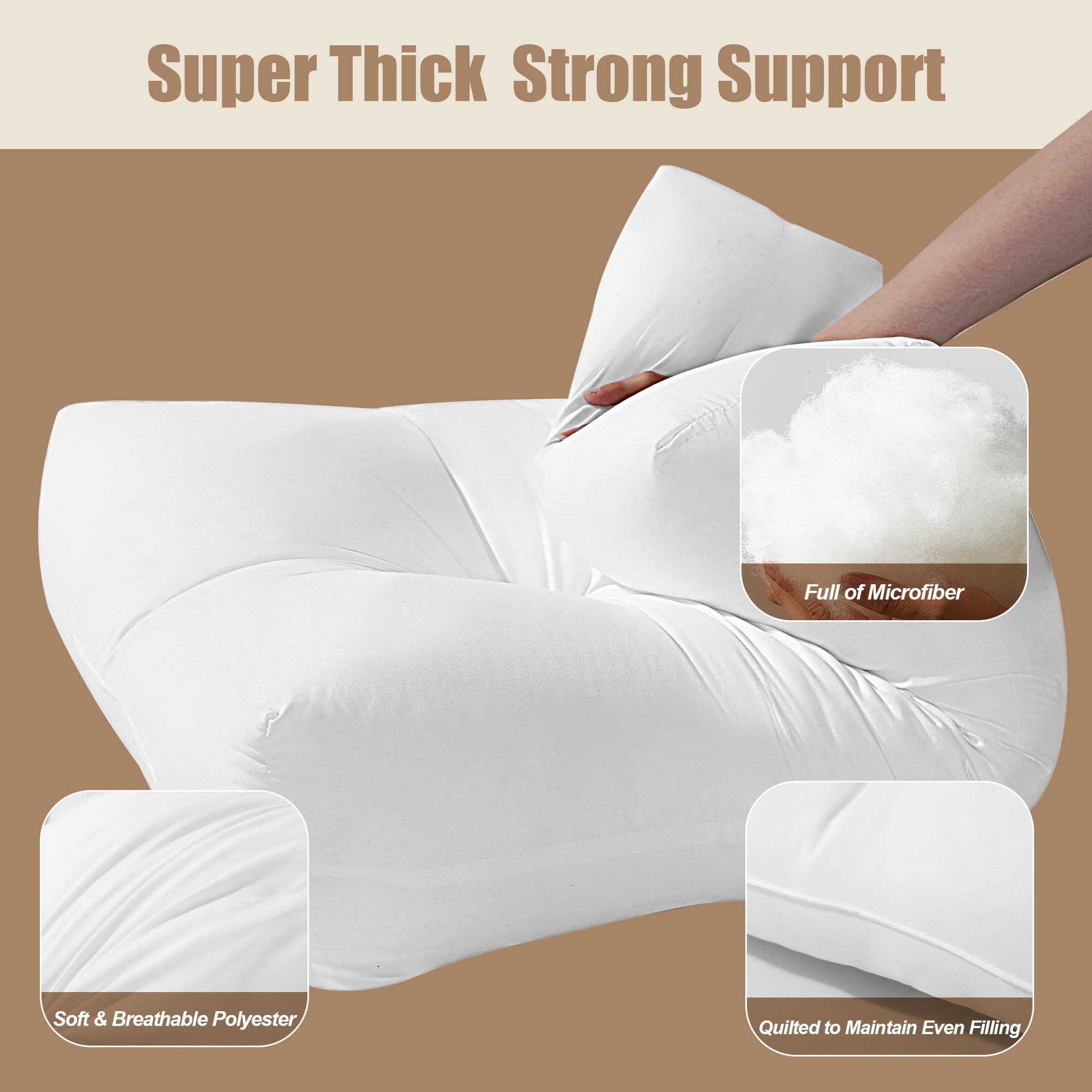ROYALAY Supportive Lumbar Cushion for Sofa & Couch - 27x18 Inch Quilted Back Pillow with Removable Cover - Perfect for Home, Office & Car Seat Comfort