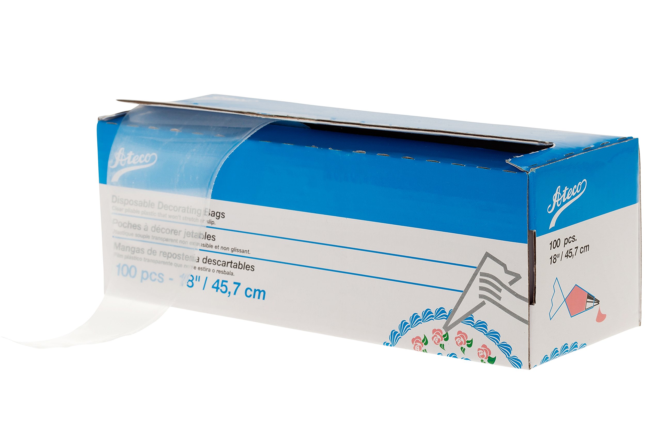 Ateco 18-Inch Disposable Pastry Bags - Pack of 100 | Professional Cake Decorating, Icing Piping & Baking Supplies for Home Bakers & Chefs | Perfect for Birthday Cakes, Cupcakes & Cookie Decorating