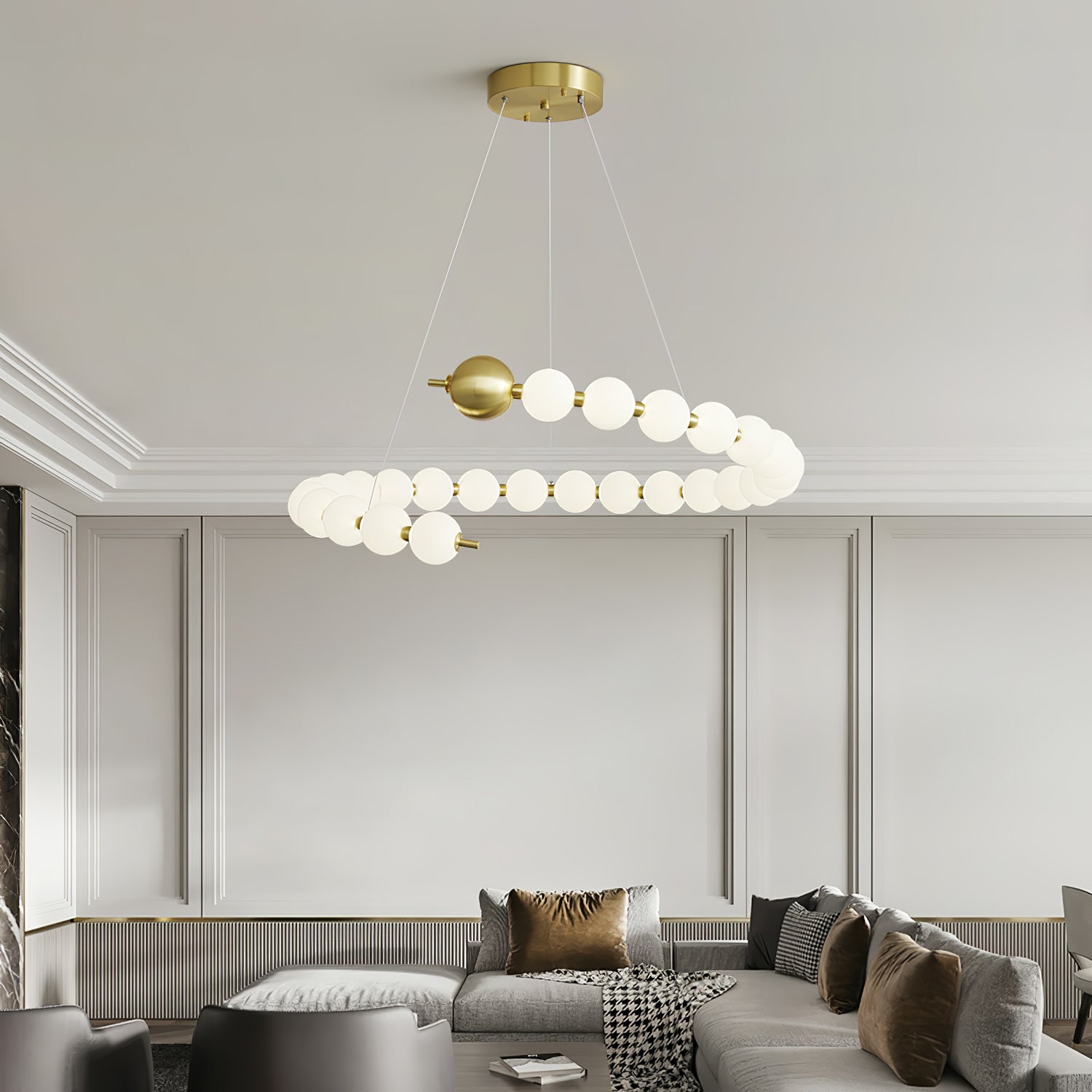 Elegant Acrylic Pearls Chandelier - Modern Crystal Ceiling Light Fixture for Dining Room, Bedroom & Living Room Decor
