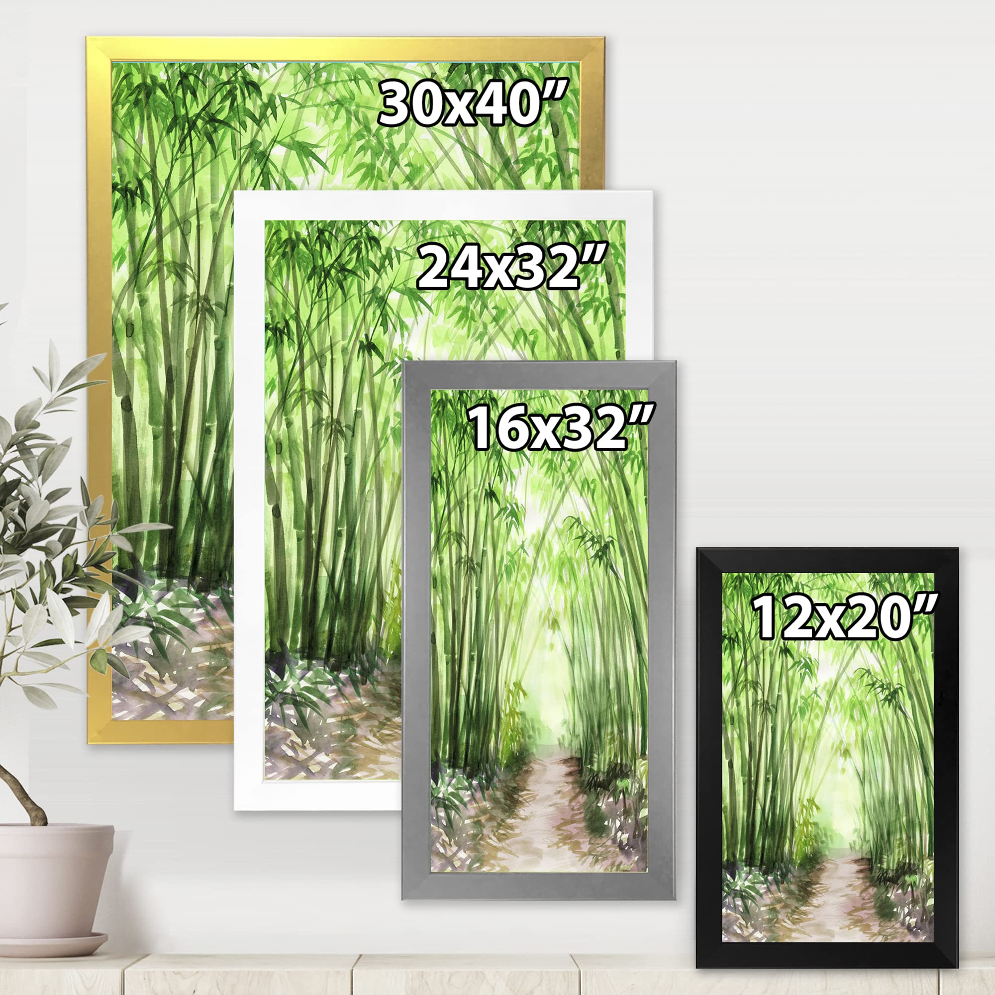 DesignQ Little Road Bamboo Forest Traditional Framed Wall Art - Asian Inspired Home Decor for Living Room, Bedroom & Office - Perfect for Zen Decor & Nature Lovers