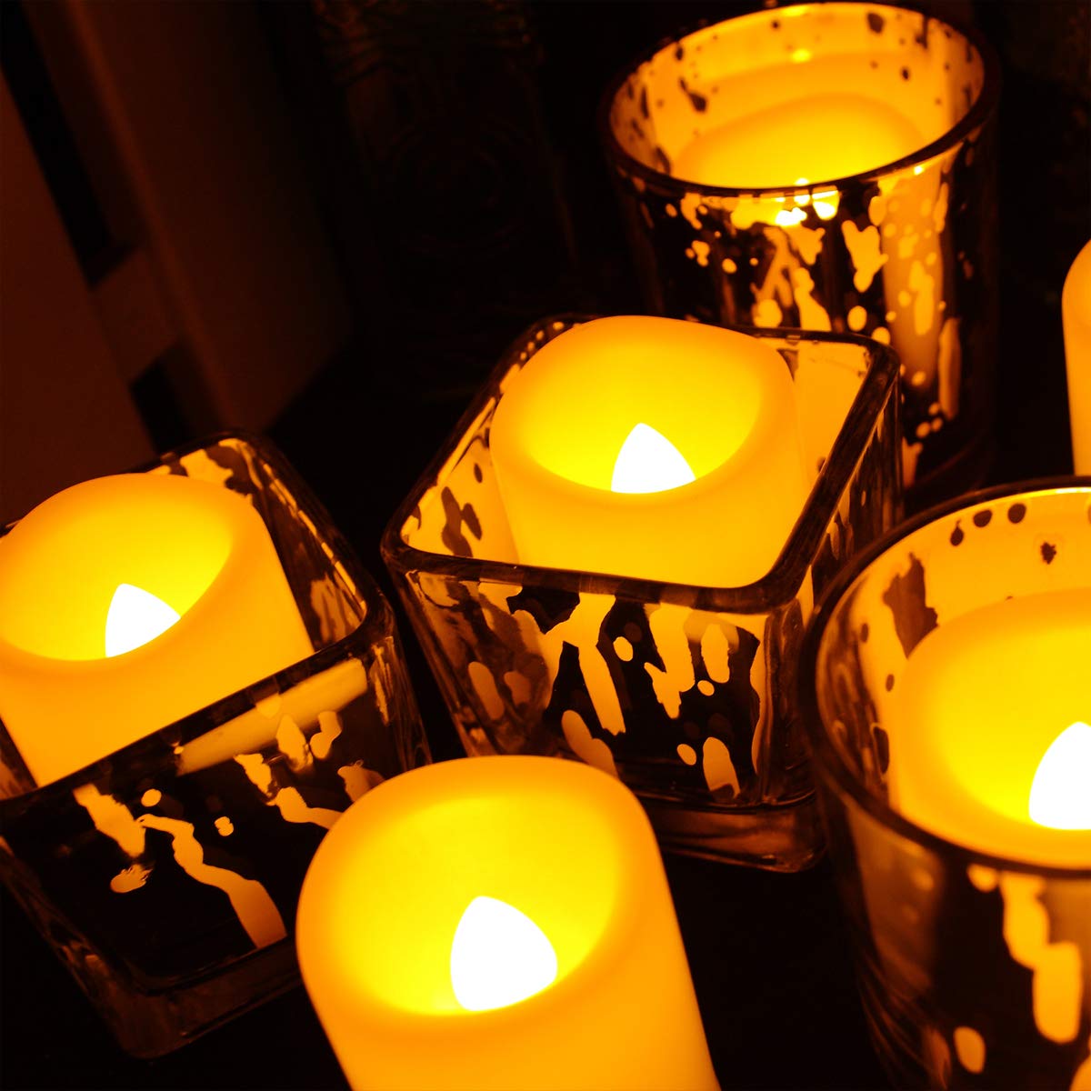 Realistic Flameless LED Candles - Battery Operated Flickering Votive Tea Lights with Remote Control | 200 Hours Runtime & 4/8 Hour Timer | Pack of 12 | Perfect for Home Decor, Weddings, and Romantic Dinners