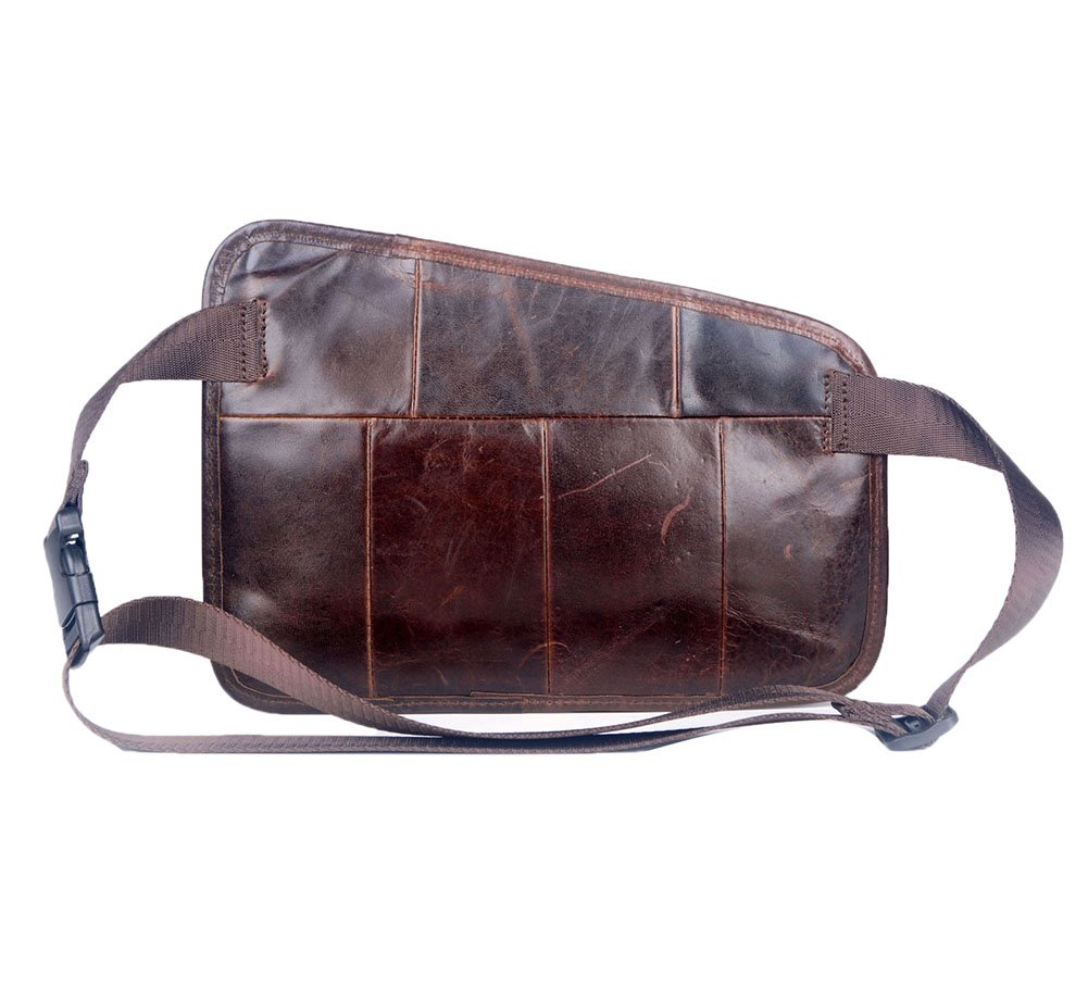 Genuine Leather Travel Fanny Pack Waist Bag - Dark Coffee 031 - Stylish & Durable Crossbody Bum Bag for Hiking, Festivals, and Everyday Use