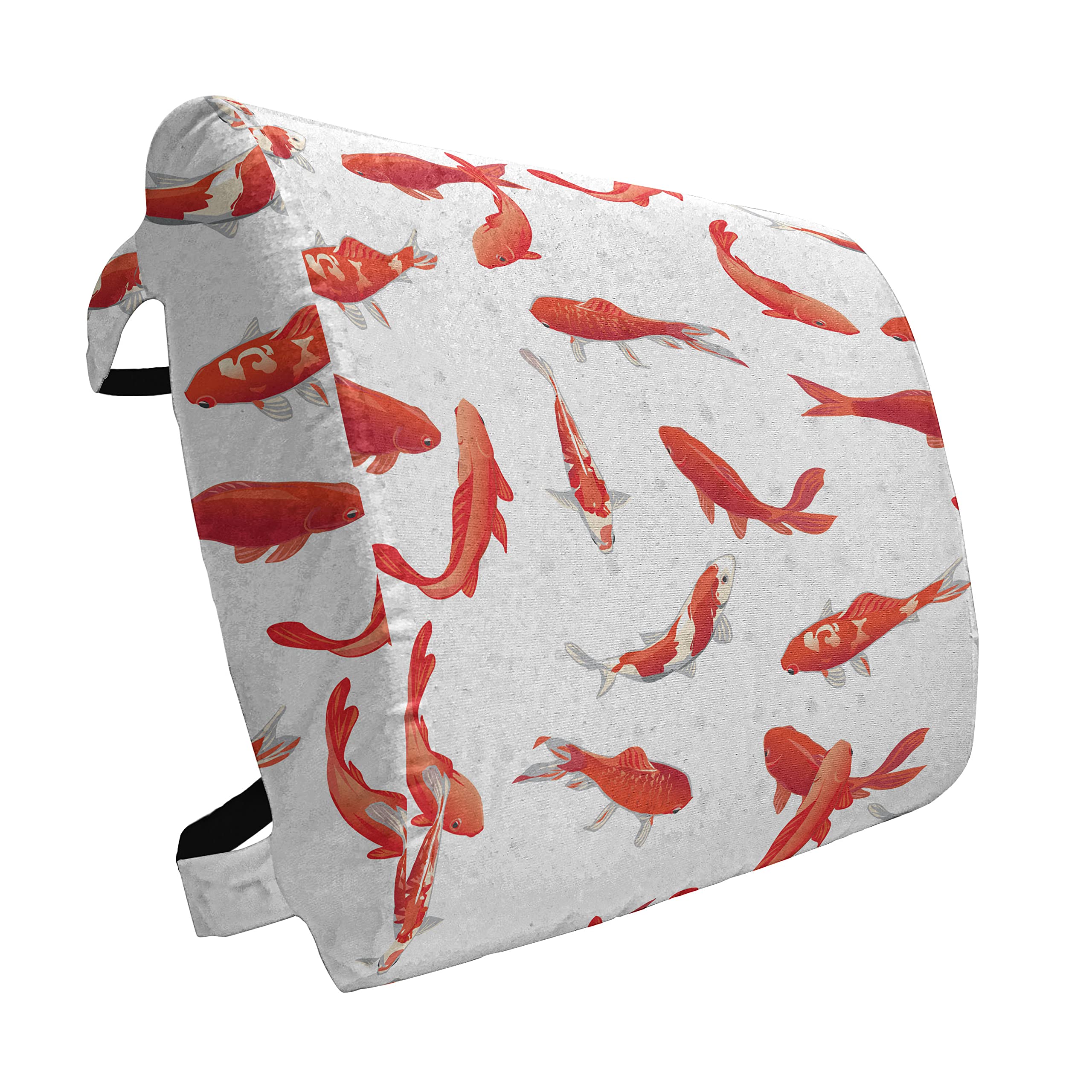 Ambesonne Koi Fish Lumbar Support Pillow - Japanese Inspired Koi Carp Design, High Density Foam for Office Chair & Car Seat - 14x13 Inch Orange Back Cushion - Perfect for Home Office, Gaming Chair & Long Drives