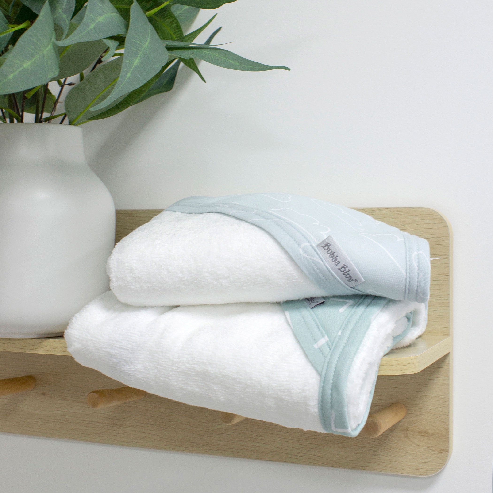 Nordic Style 2-Pack Hooded Baby Towel Set - Soft Dusty Sky & Mint for Newborns, Infants | Perfect for Bath Time, Swimming, and Beach Outings