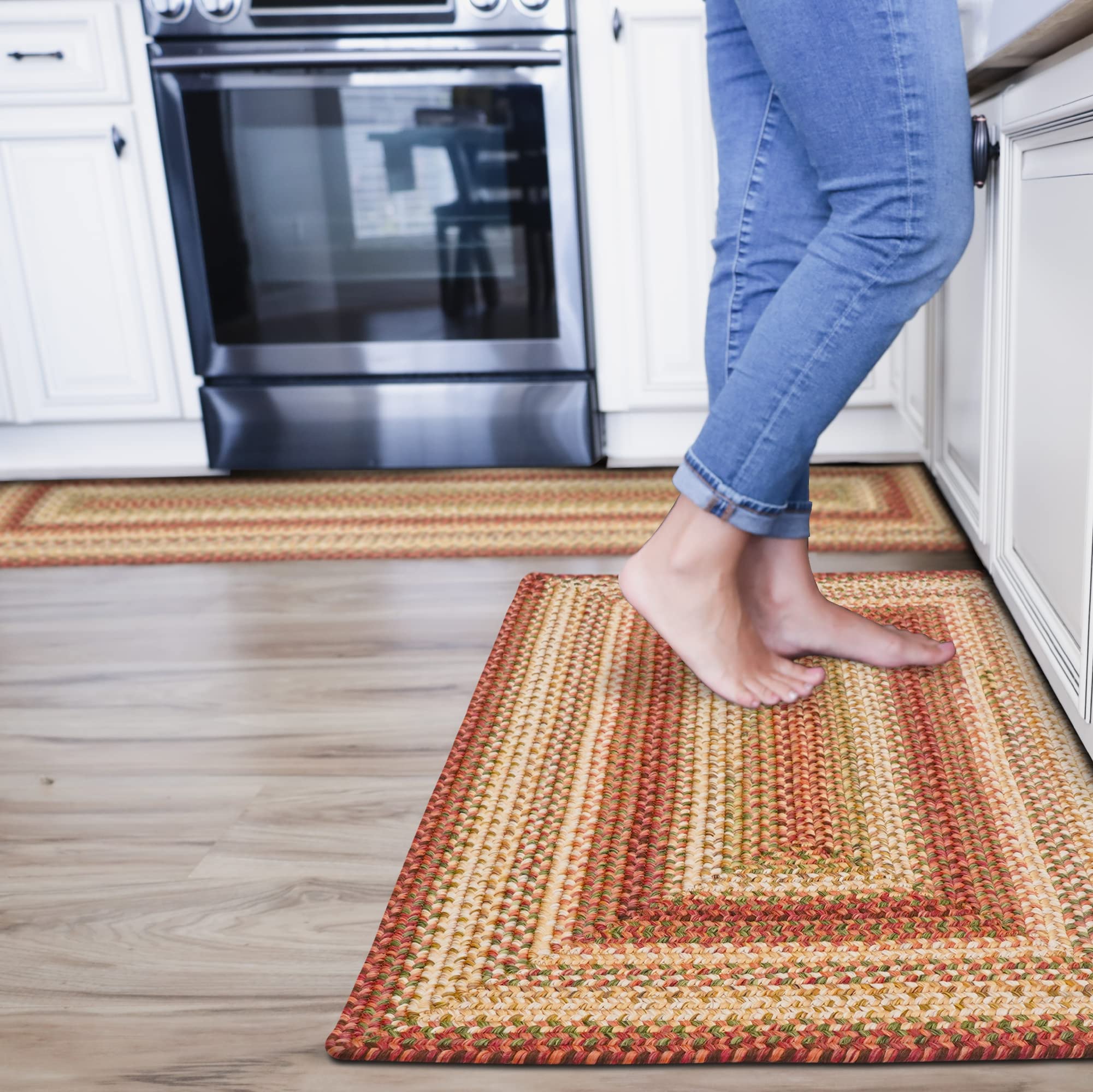 Braided Rustic Rugs for Outdoor & Indoor Use - Homespice Barcelona Reversible Machine Washable Rug, 27x45 Inch - Stain Resistant Waterproof Entryway Mat, Kitchen Sink Rug - Perfect for Patio, Deck, Front Door & Farmhouse Decor