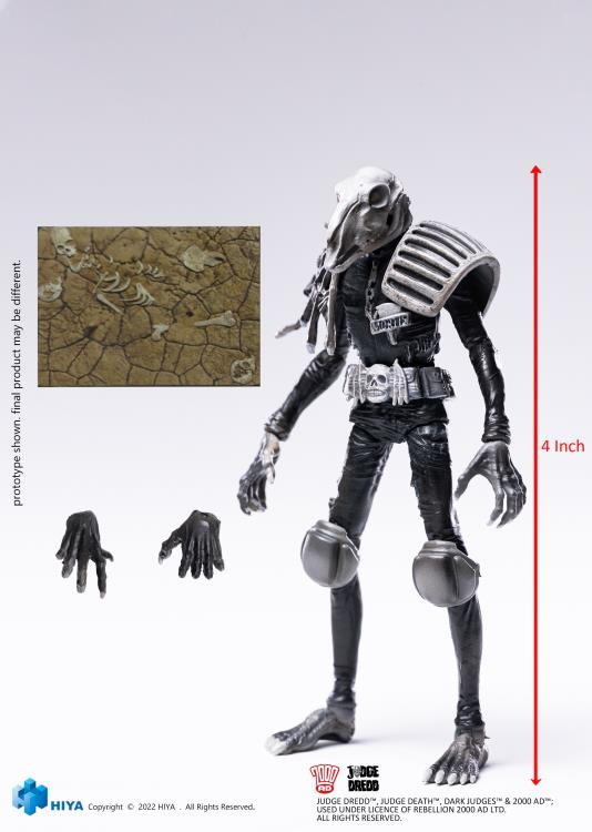 1/18 HIYA 4inch Action Figure - Exquisite Mini Series Judge Dredd Judge Mortis (Black & White) Collectible Model for Display, Gift & Comic Book Scenes
