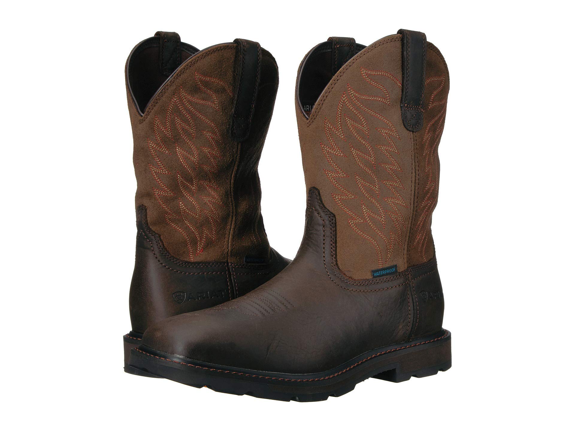 Ariat Men's Groundbreaker Wide Square Toe Waterproof Work Boots - Durable Steel Toe Construction for Construction, Farming & Outdoor Work