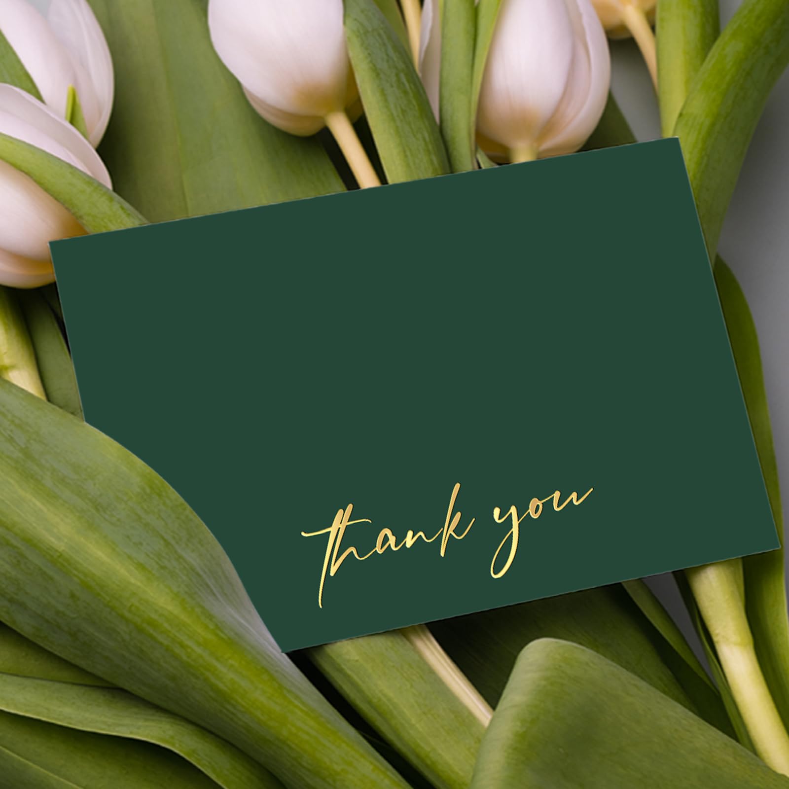AZAZA 48-Pack Elegant Thank You Cards with Envelopes - 4x6 Inch Minimalist Blank Notes in Green & Black with Gold Foil - Perfect for Weddings, Graduations, Baby Showers & Bridal Showers - Express Gratitude in Style