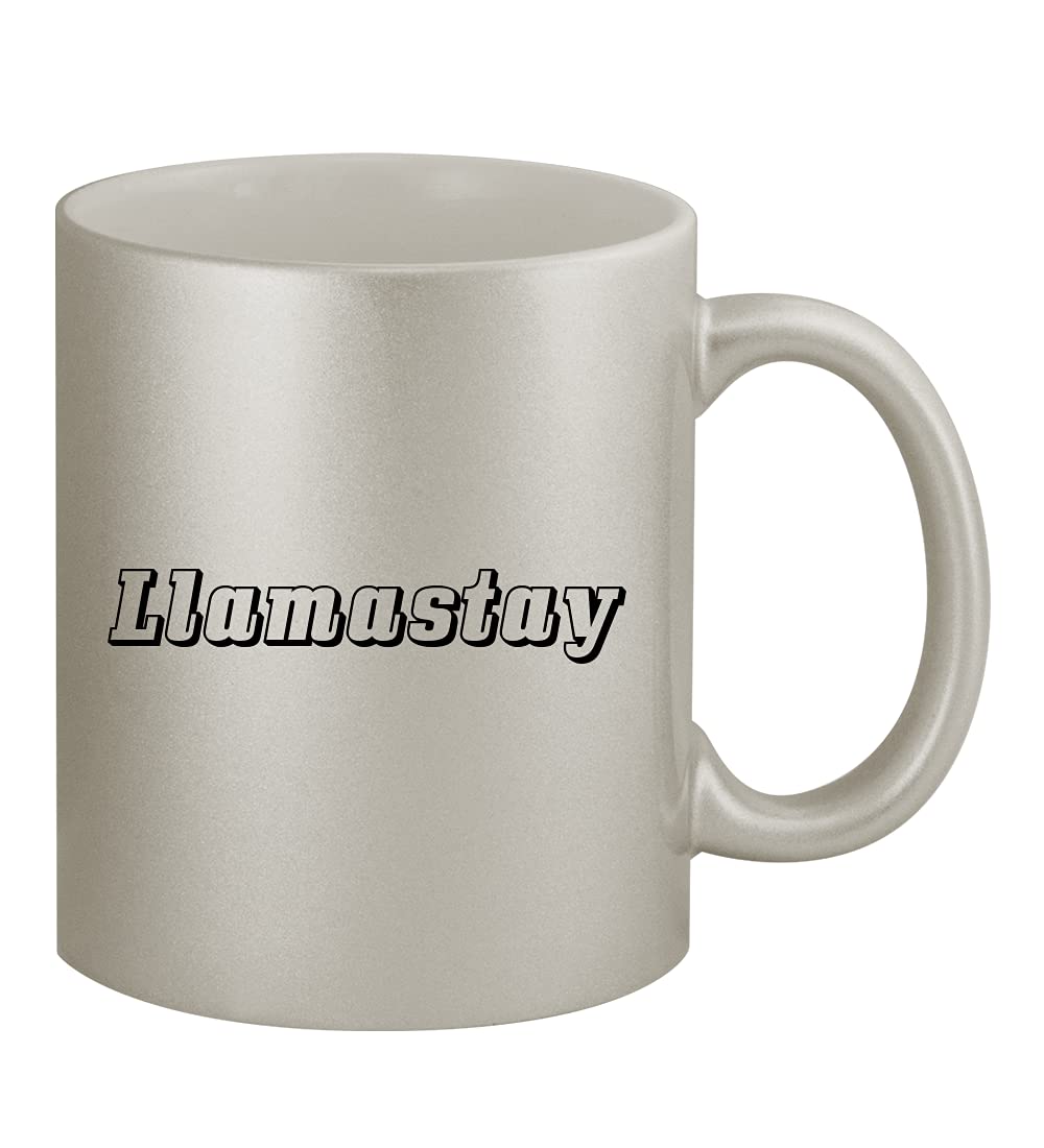 Llamastay - 11oz Ceramic Silver Coffee Mug for Home, Office & Travel - Insulated Hot & Cold Drink Cup with Handle